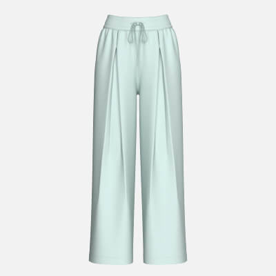 Girls Front Pleated Drawstring Wide-Leg Pant