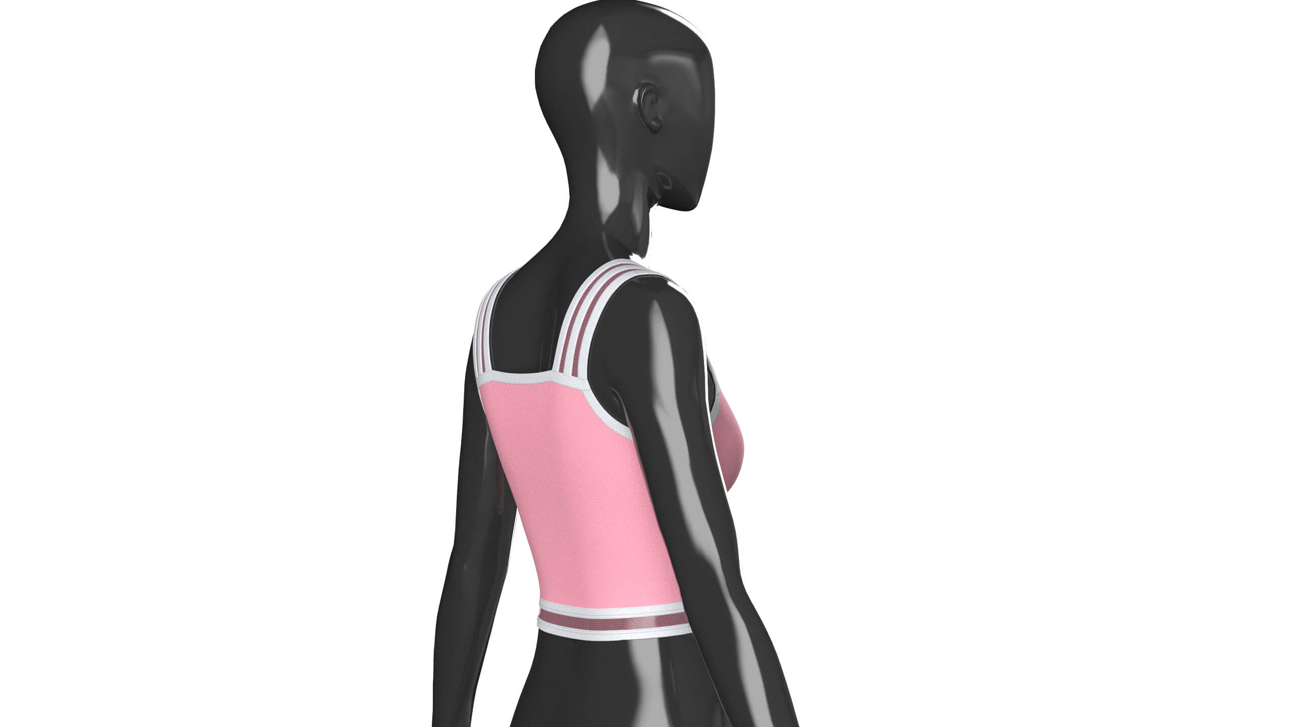 Girls Front-Zip Crop Top with Patch 3D Model