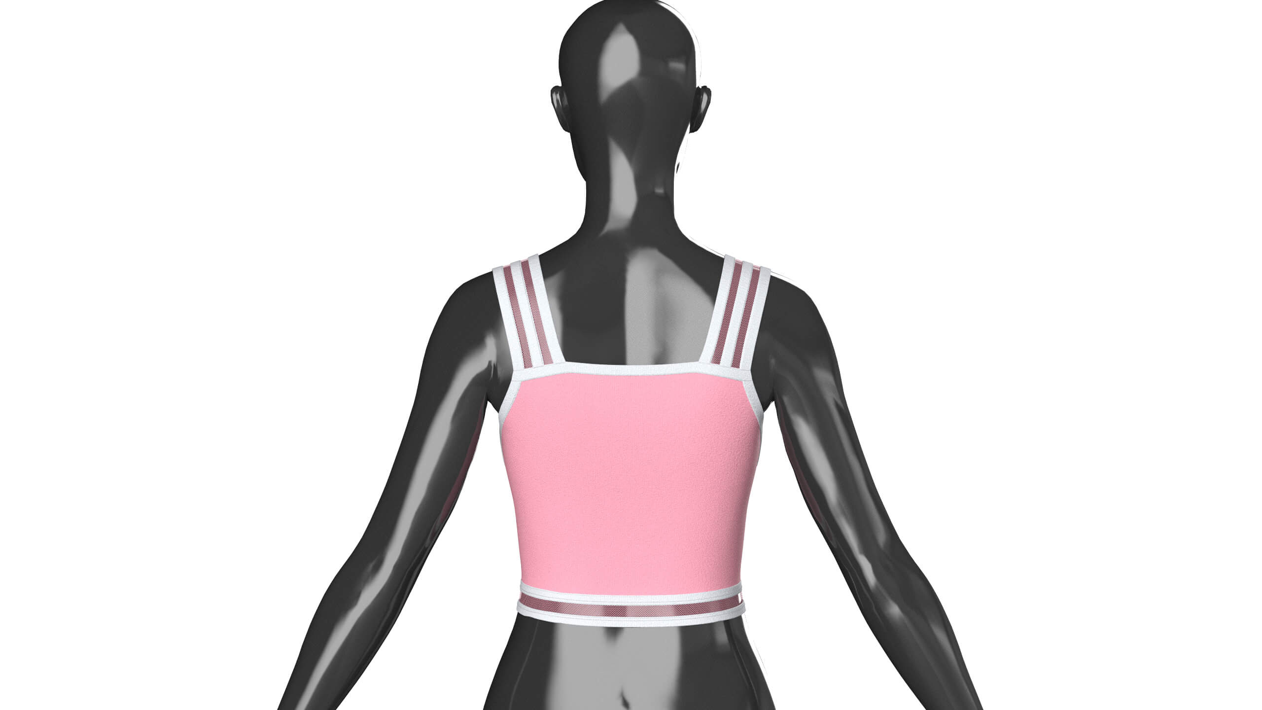 Girls Front-Zip Crop Top with Patch 3D Model