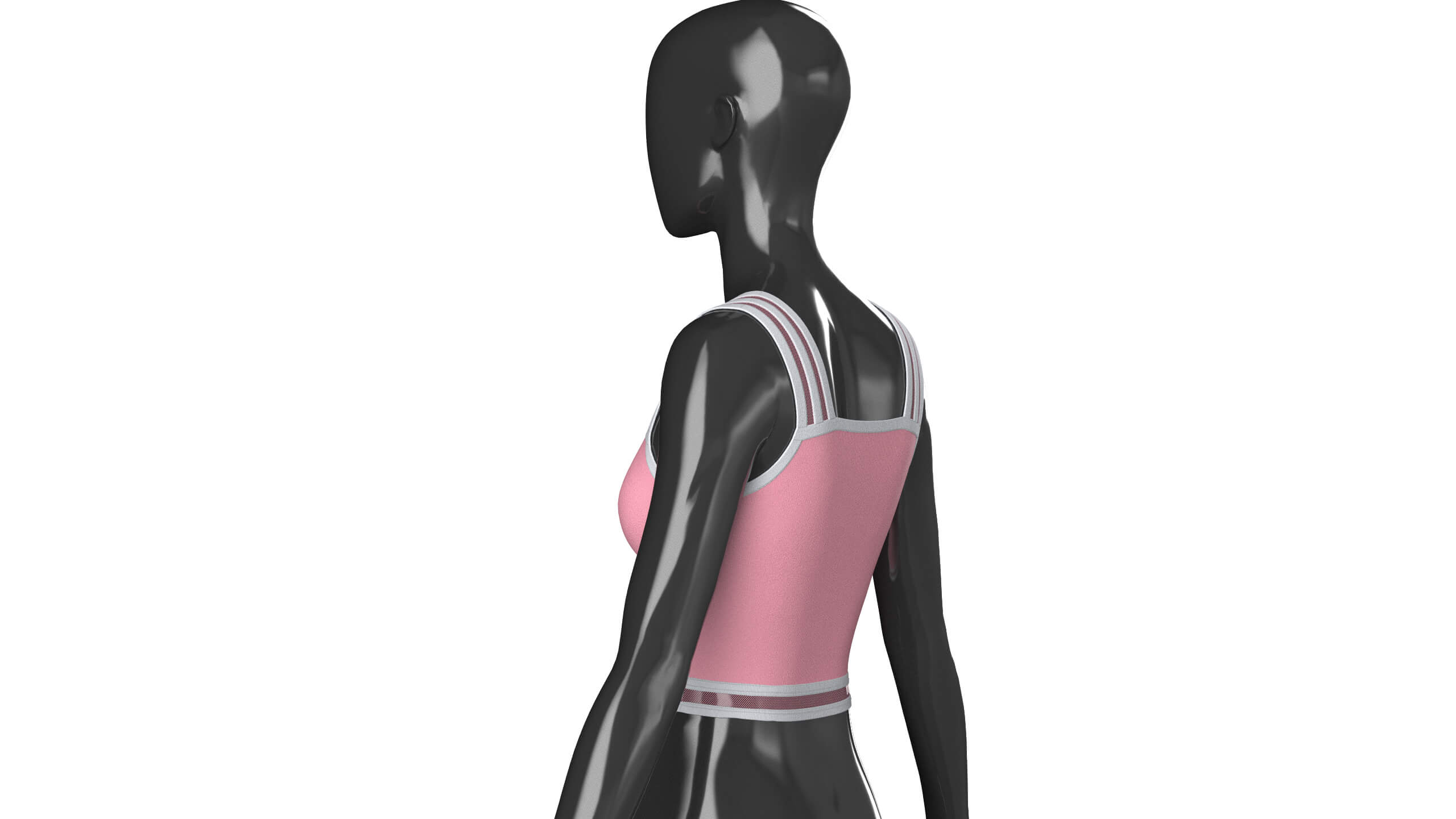 Girls Front-Zip Crop Top with Patch 3D Model
