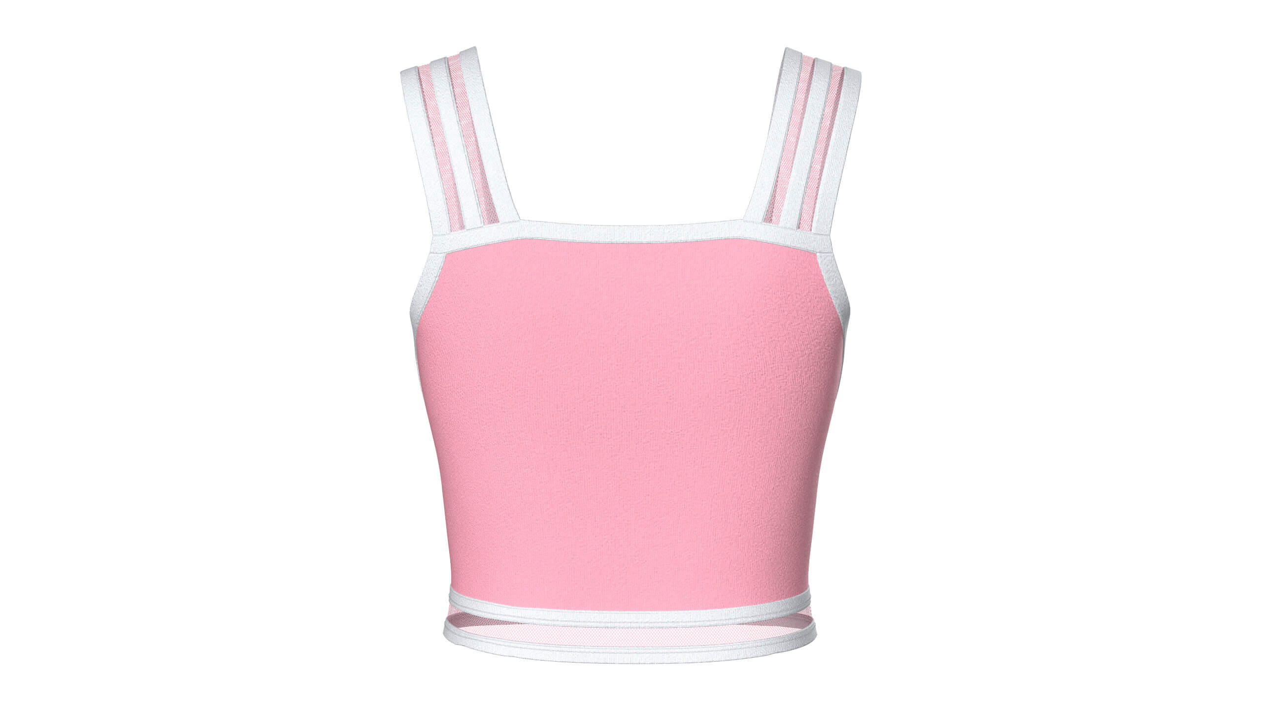 Girls Front-Zip Crop Top with Patch 3D Model