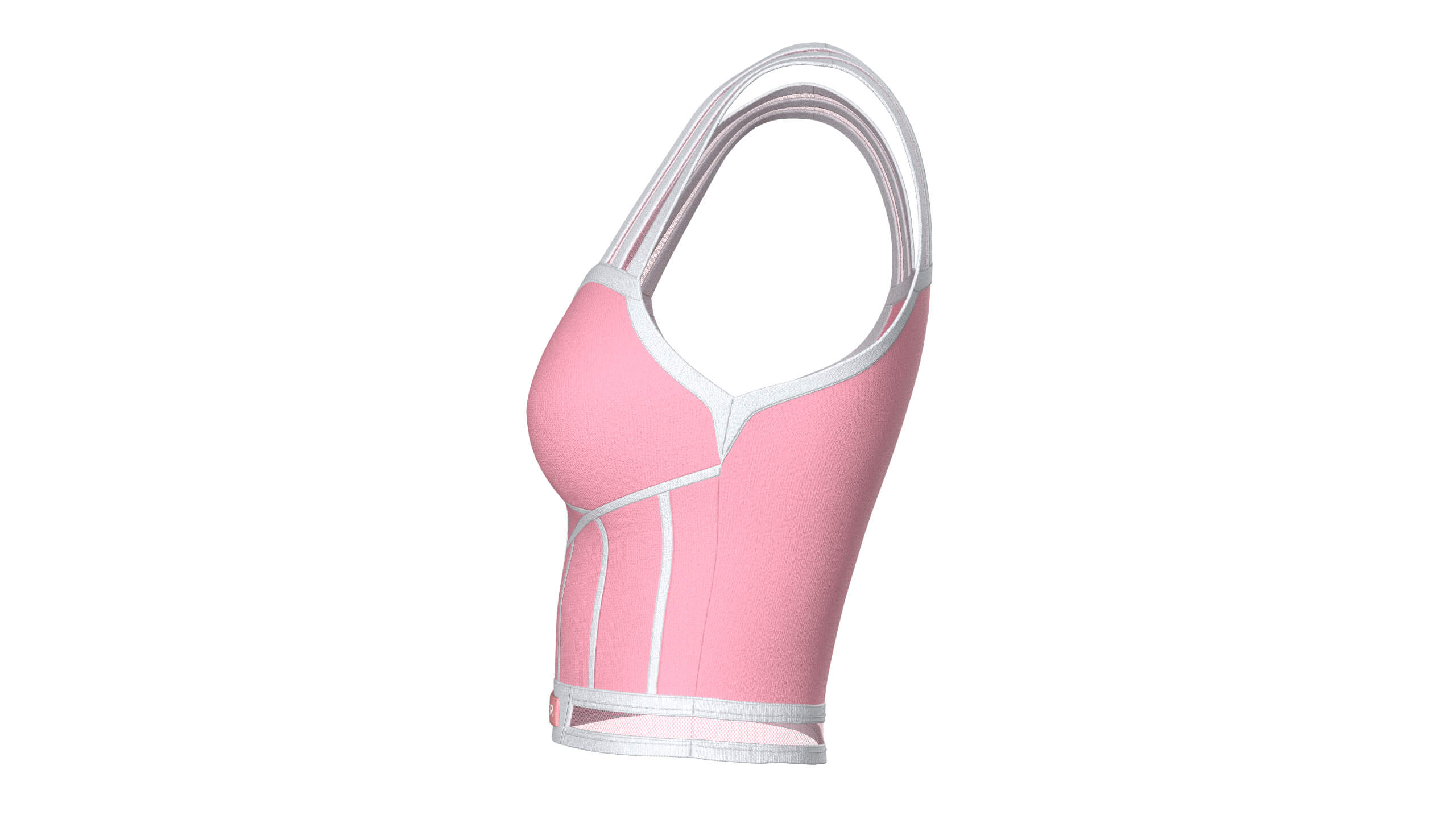 Girls Front-Zip Crop Top with Patch 3D Model