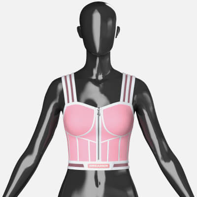 Girls Front-Zip Crop Top with Patch
