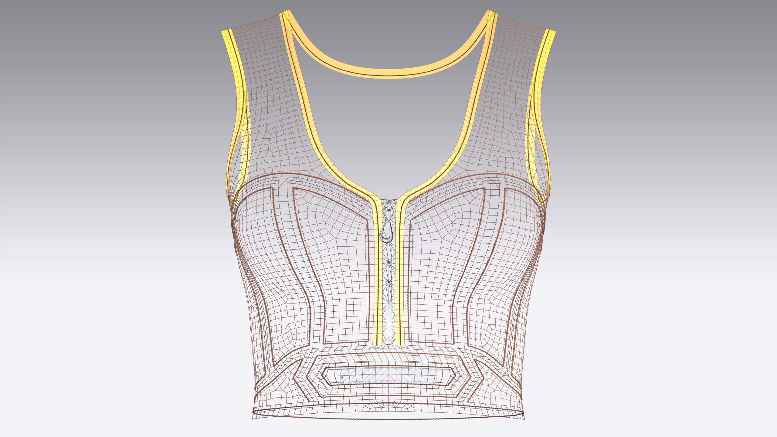 Girls Front Zip Ribbed Crop Top with Patch 3D Model