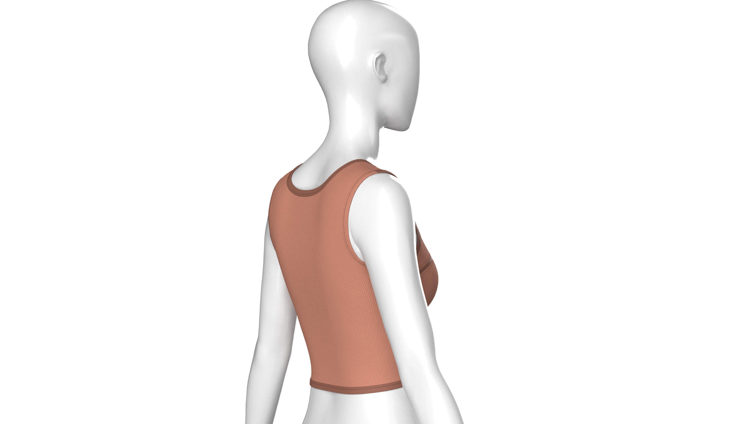 Girls Front Zip Ribbed Crop Top with Patch 3D Model