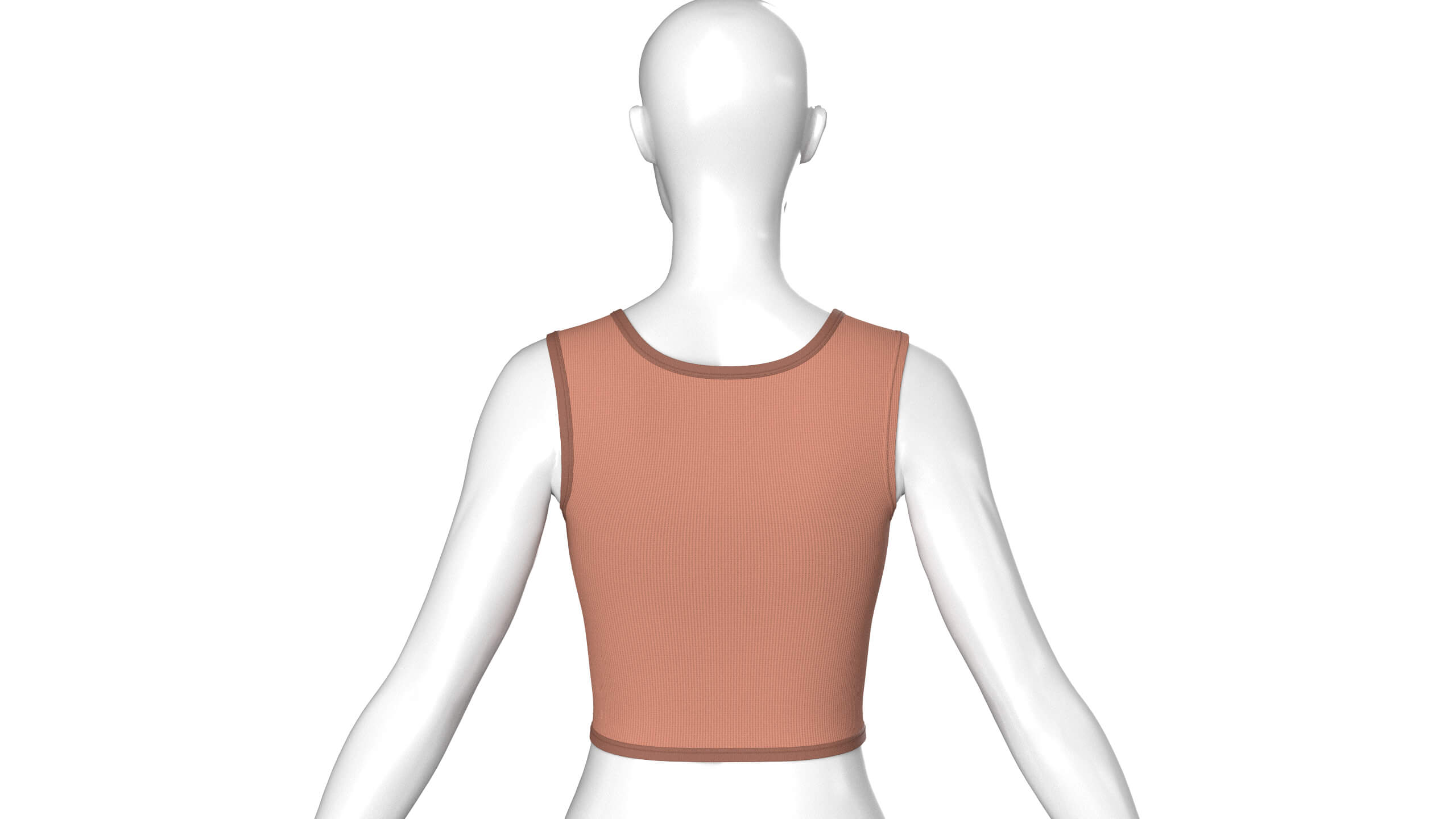 Girls Front Zip Ribbed Crop Top with Patch 3D Model