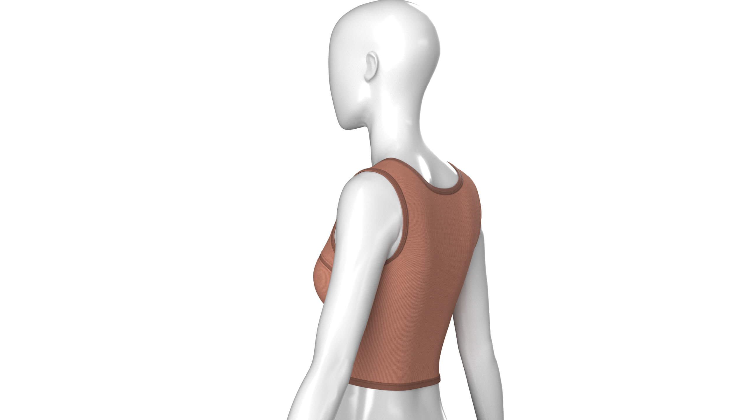 Girls Front Zip Ribbed Crop Top with Patch 3D Model