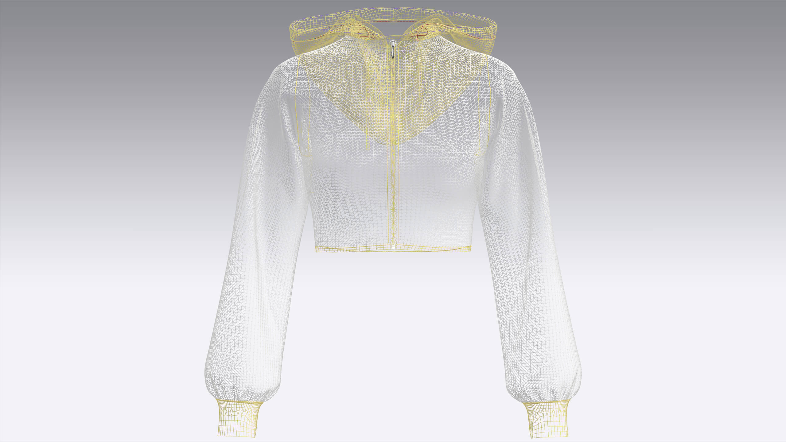 Girls Full-Zip Cropped Striped Hoodie 3D Model