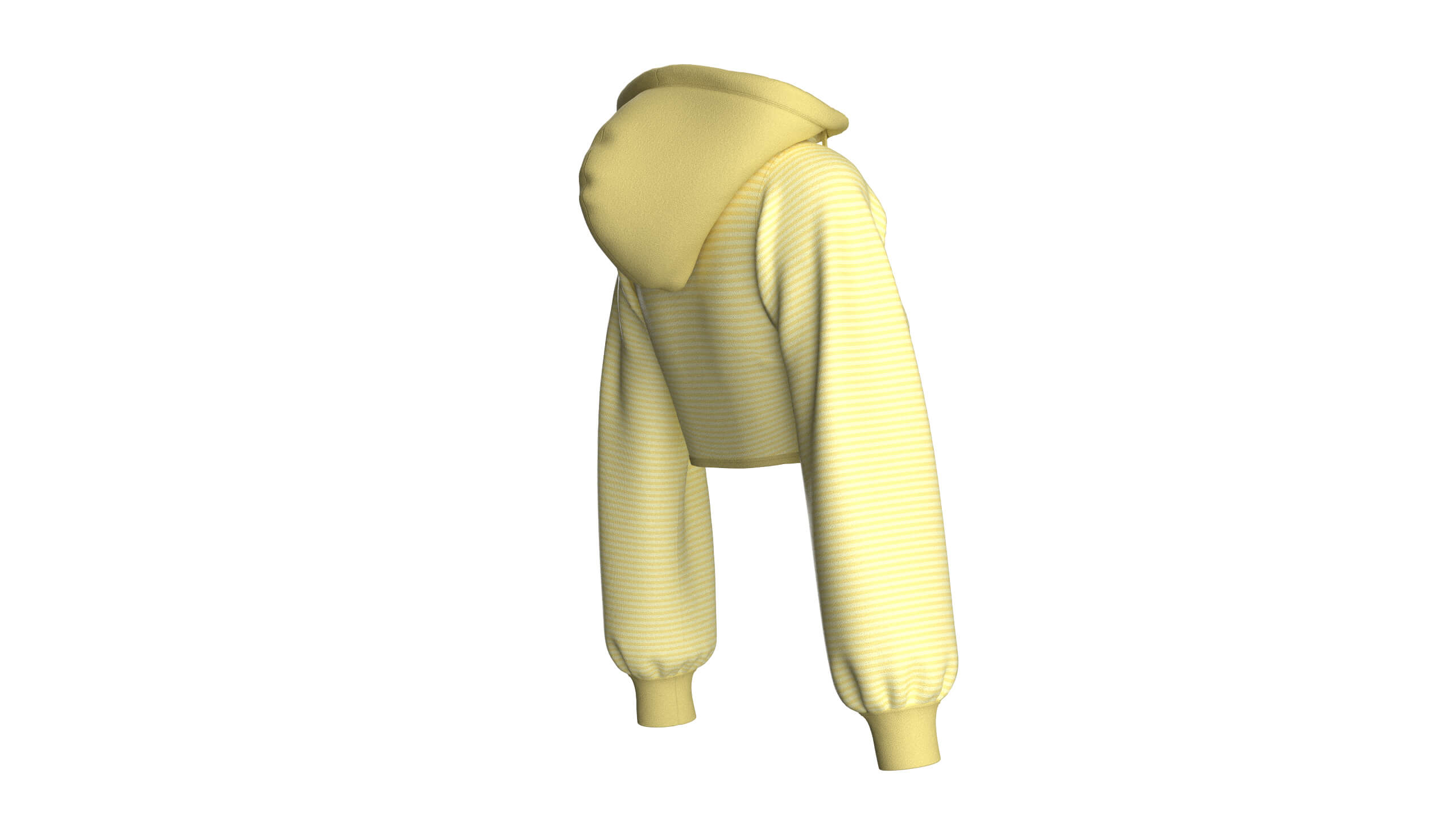 Girls Full-Zip Cropped Striped Hoodie 3D Model