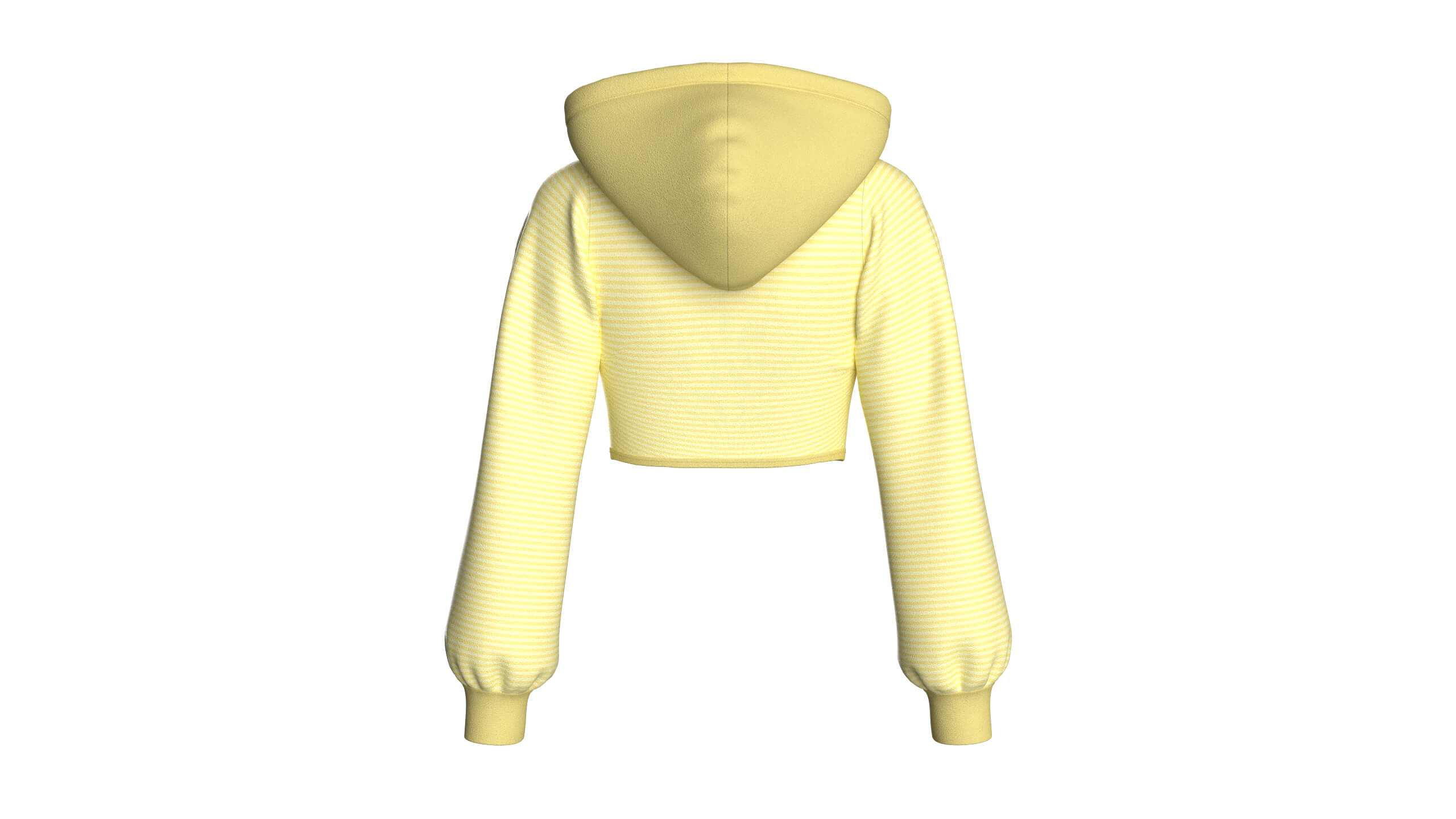 Girls Full-Zip Cropped Striped Hoodie 3D Model