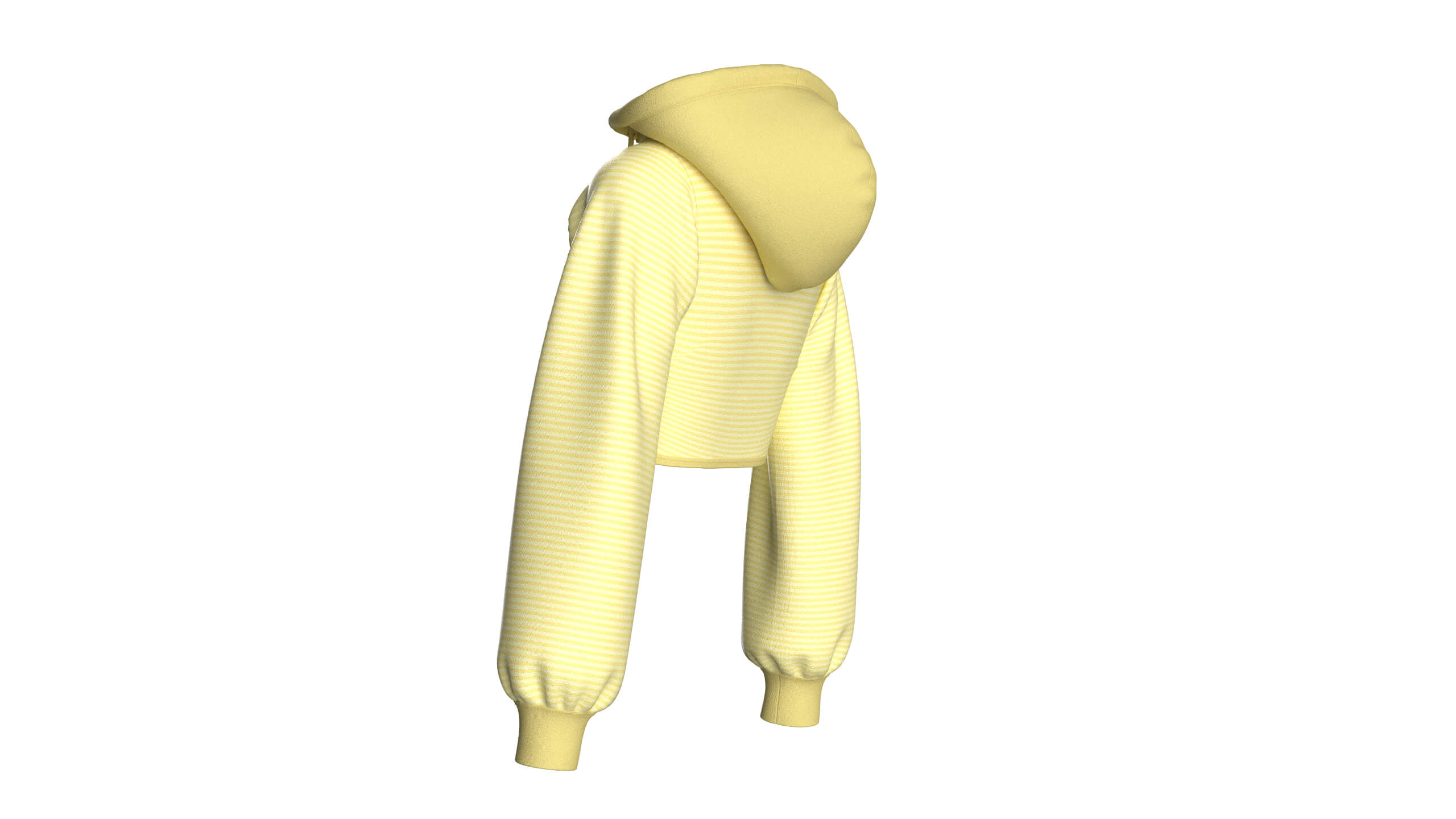 Girls Full-Zip Cropped Striped Hoodie 3D Model