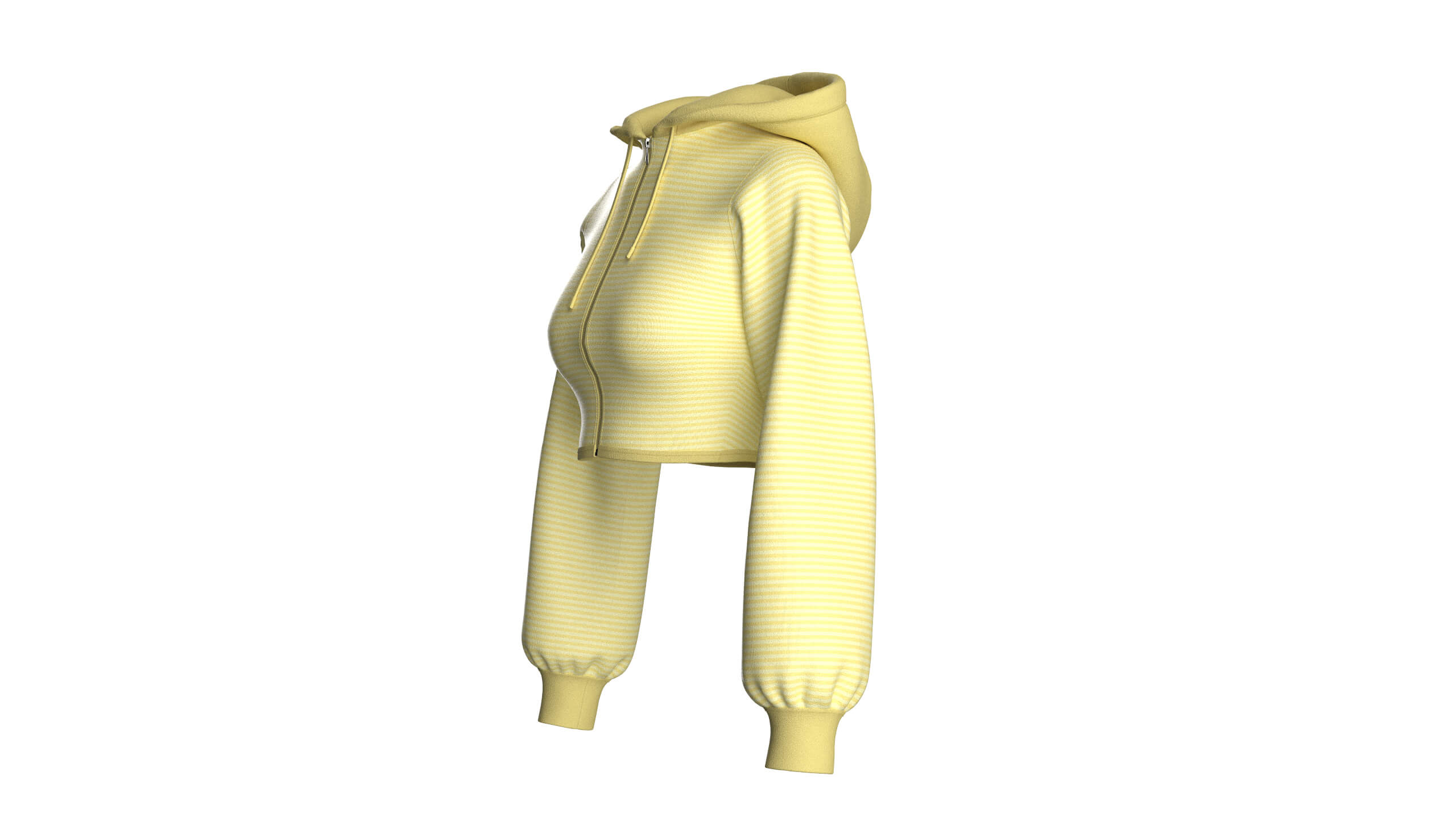 Girls Full-Zip Cropped Striped Hoodie 3D Model