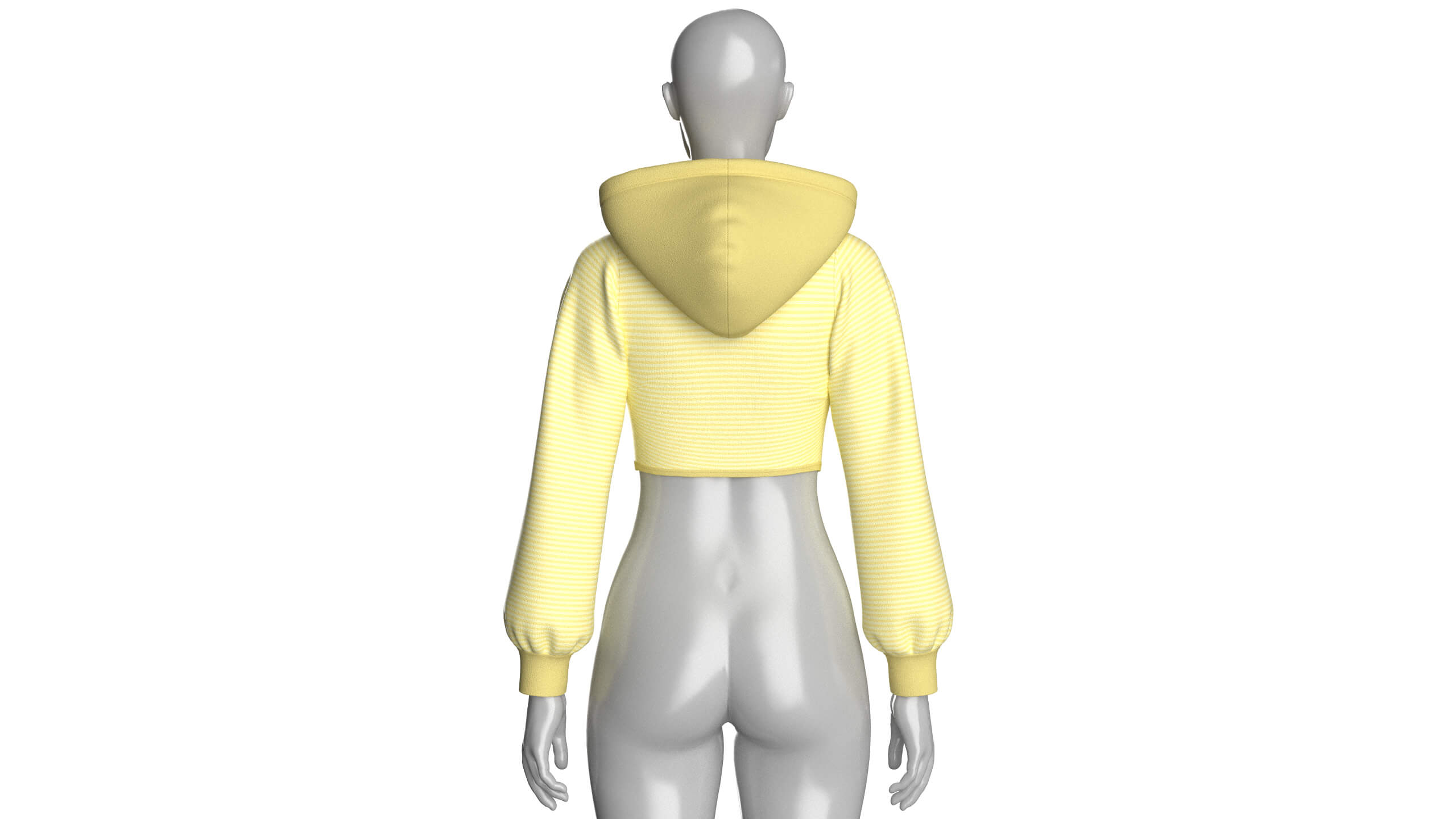 Girls Full-Zip Cropped Striped Hoodie 3D Model