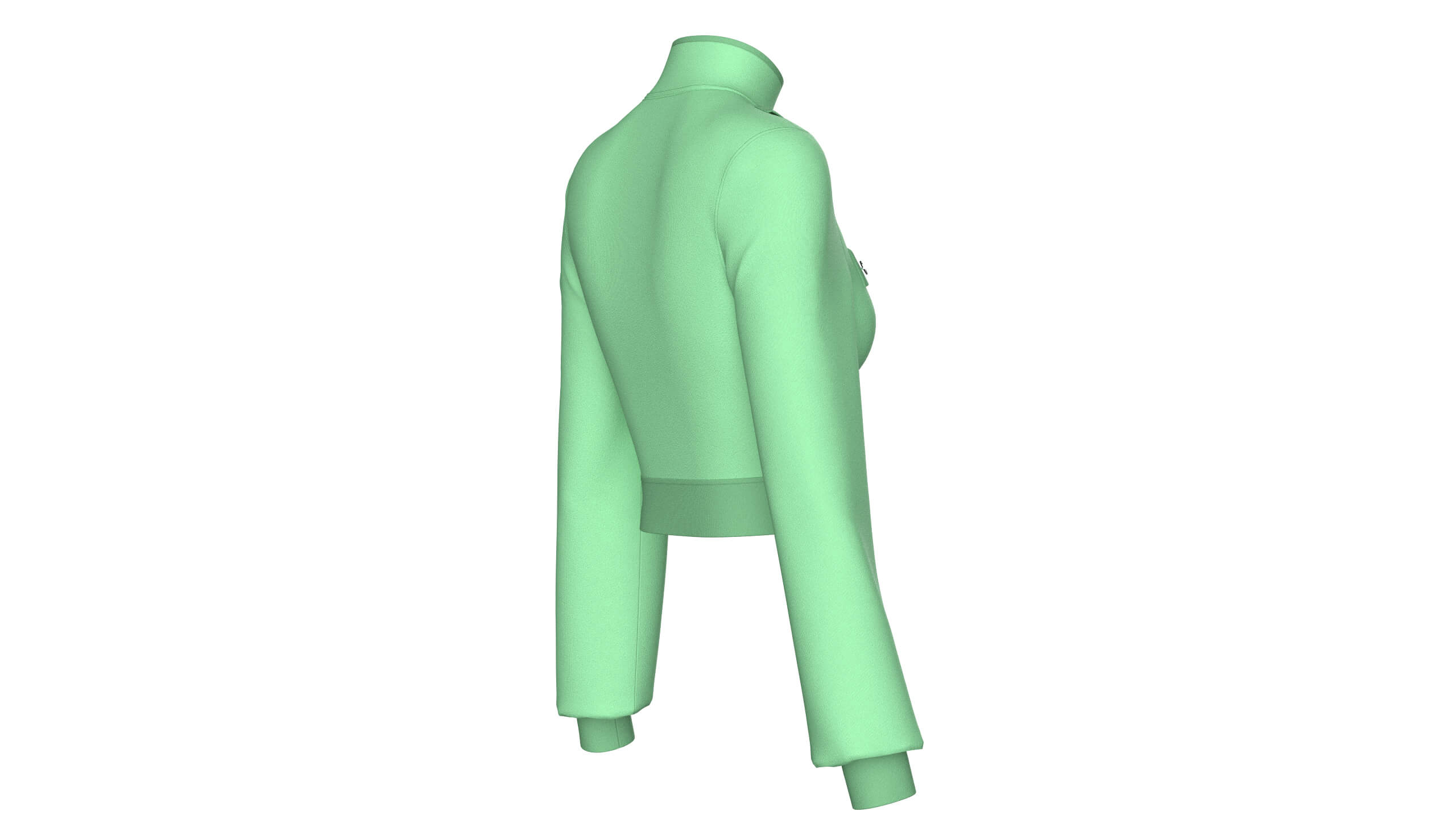 Girls Full-Zip High-Neck Tactical Crop Jacket 3D Model