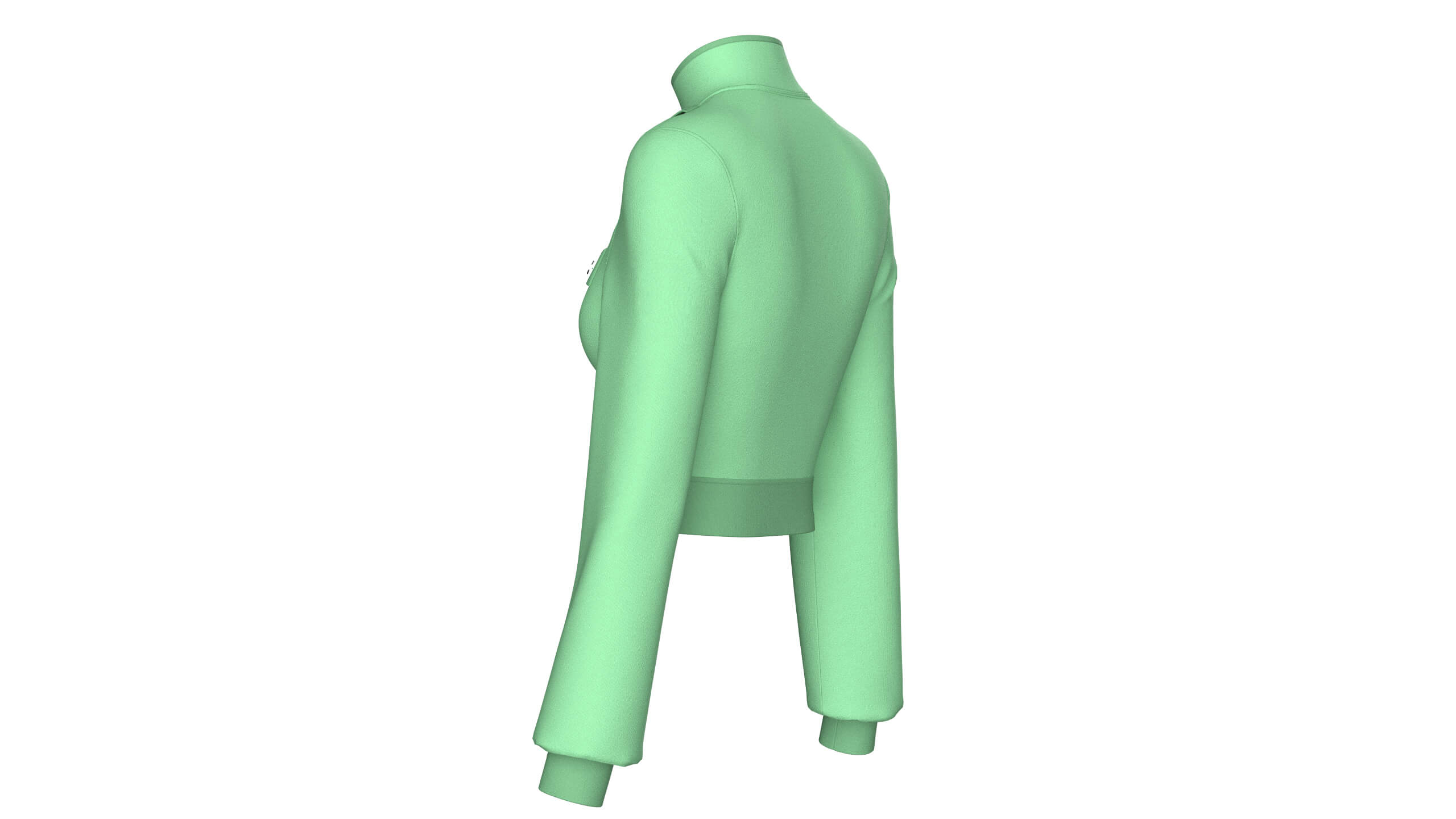 Girls Full-Zip High-Neck Tactical Crop Jacket 3D Model