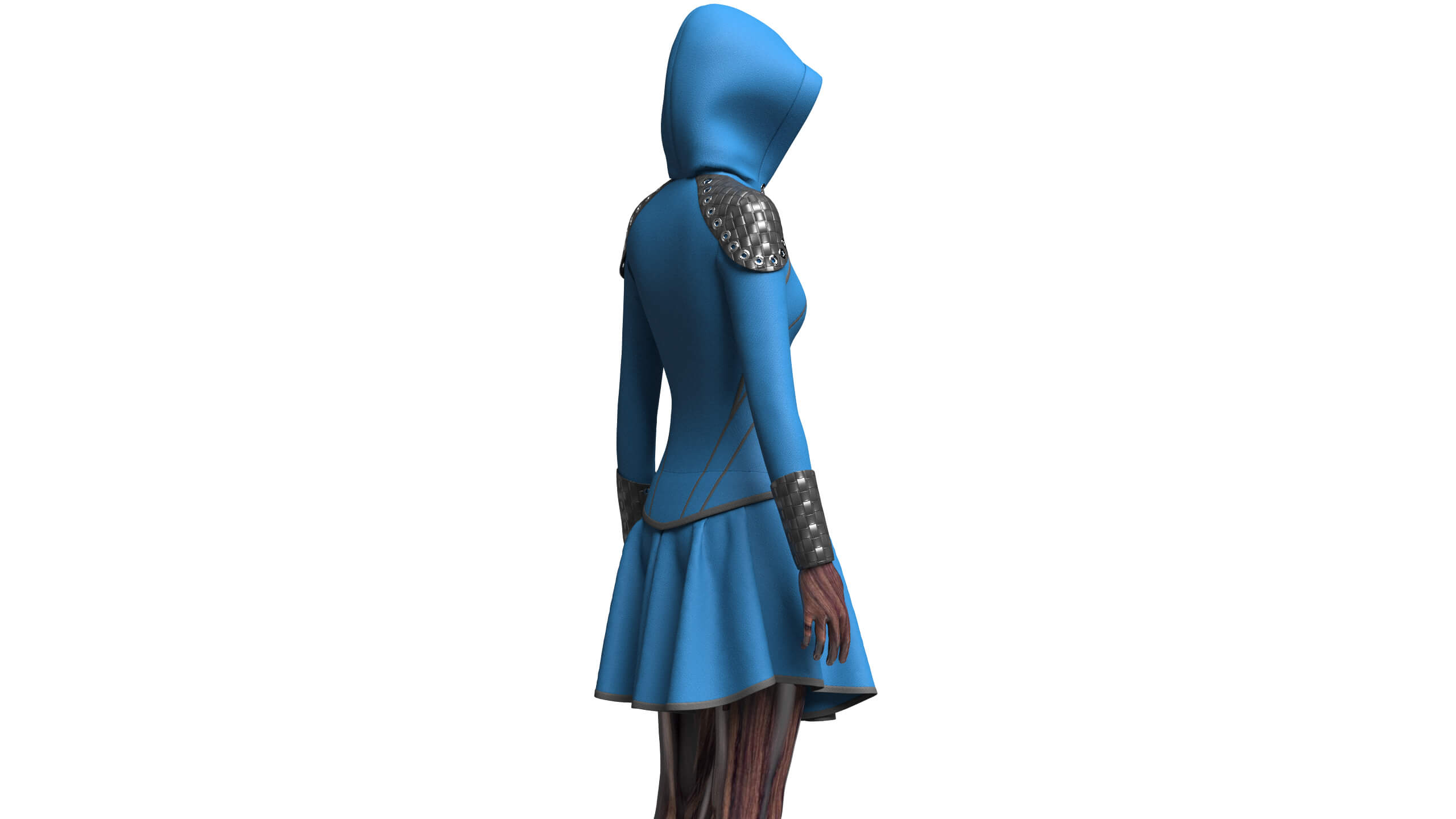 Girls Full-Zip Hooded Dress with Bracer 3D Model