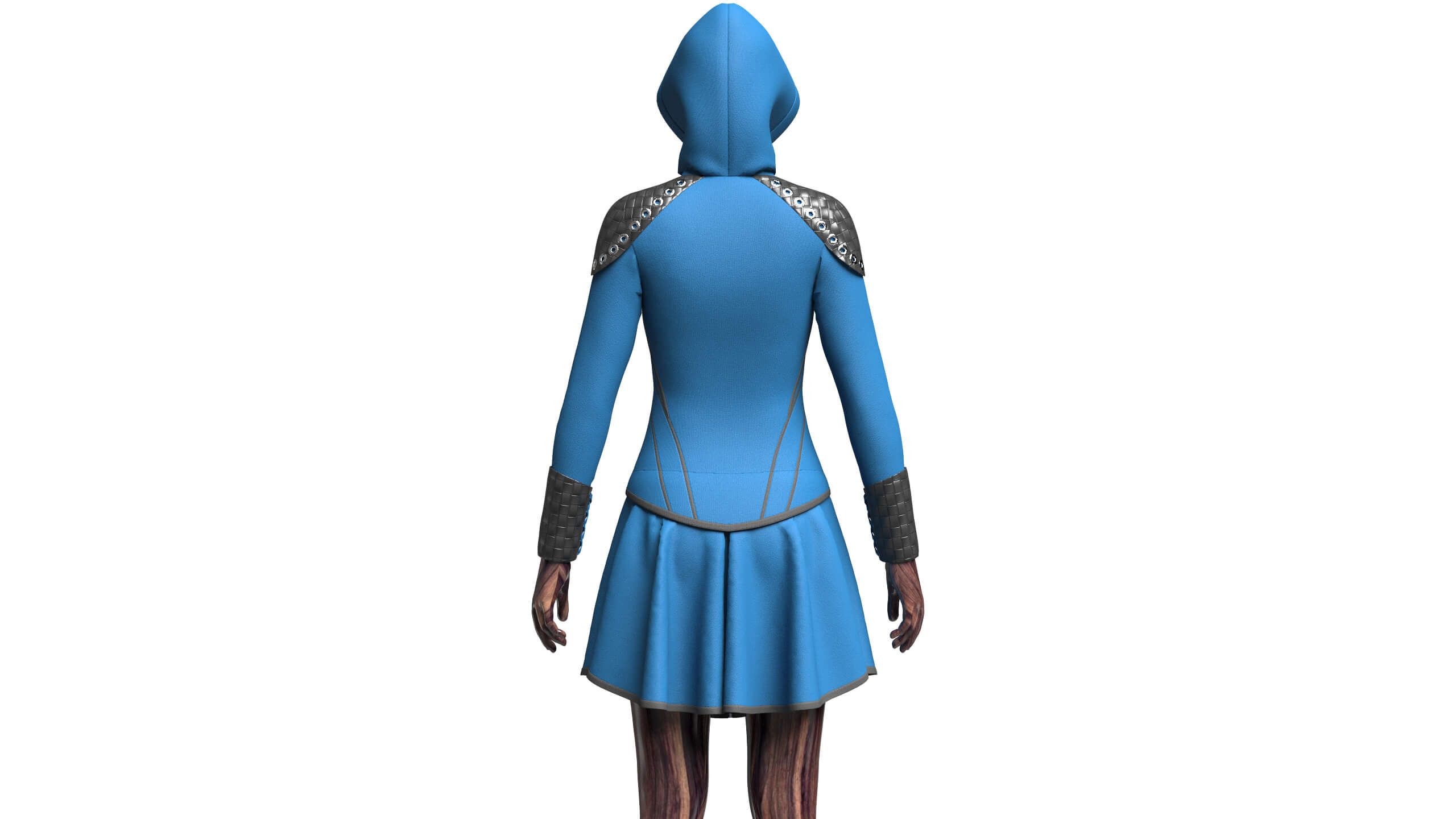 Girls Full-Zip Hooded Dress with Bracer 3D Model