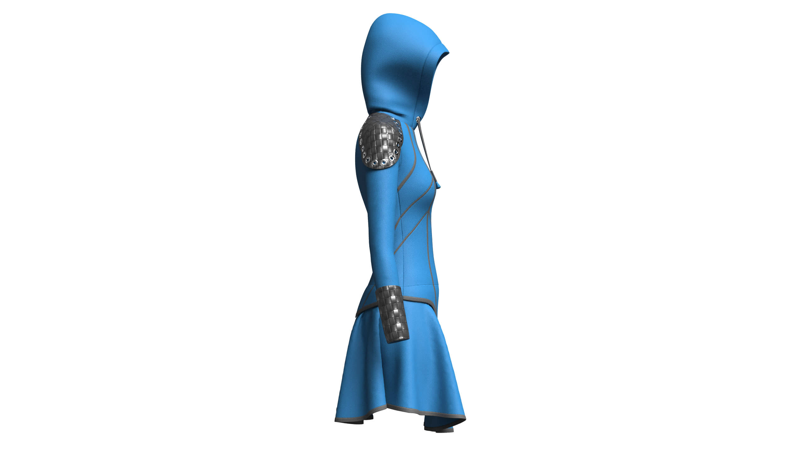 Girls Full-Zip Hooded Dress with Bracer 3D Model