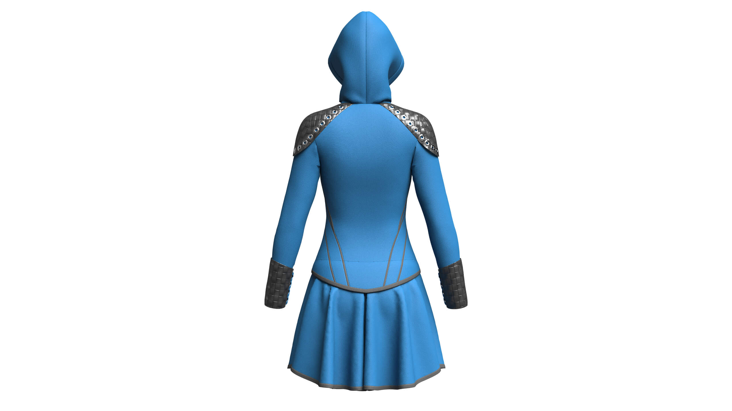 Girls Full-Zip Hooded Dress with Bracer 3D Model