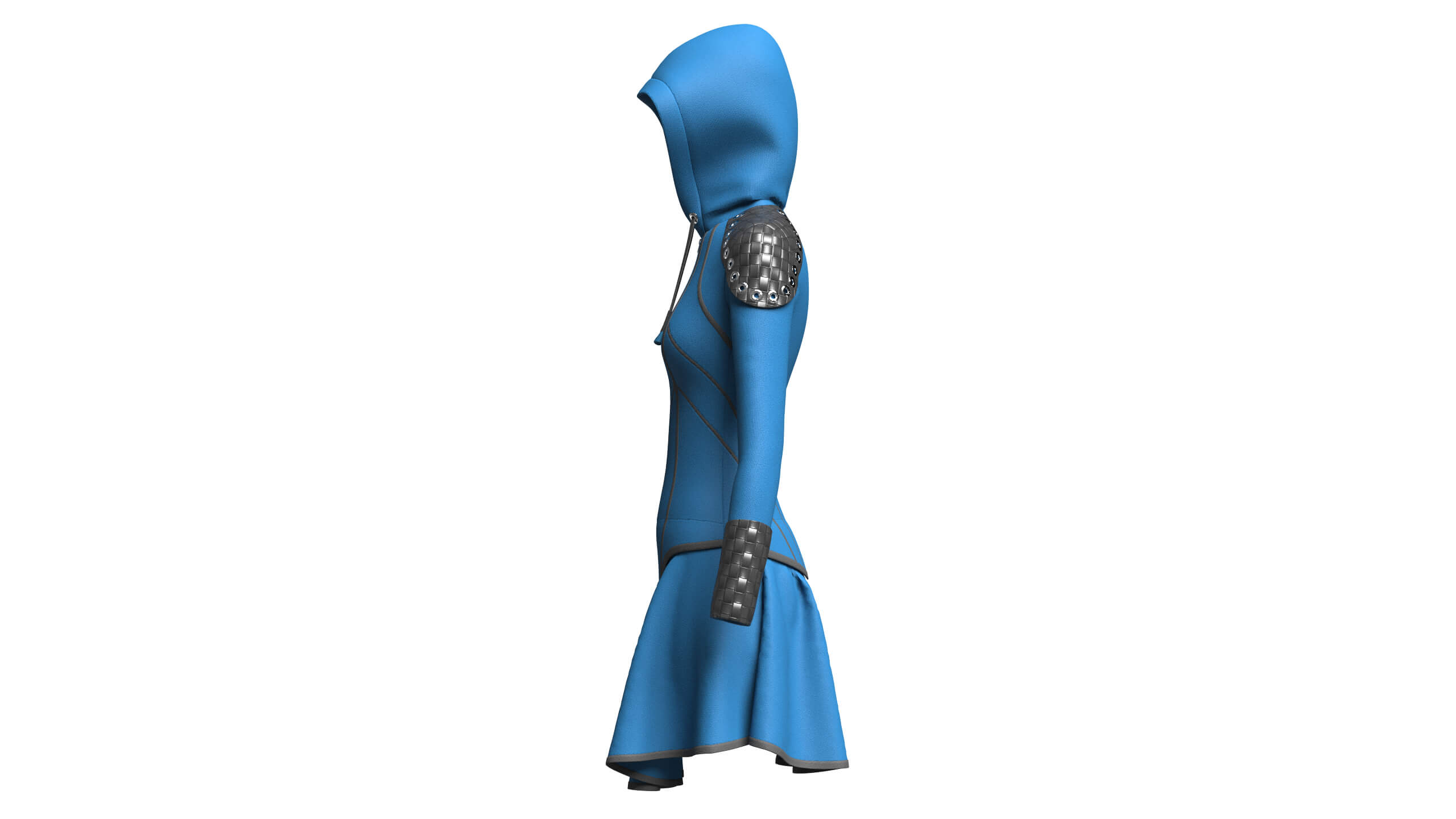 Girls Full-Zip Hooded Dress with Bracer 3D Model