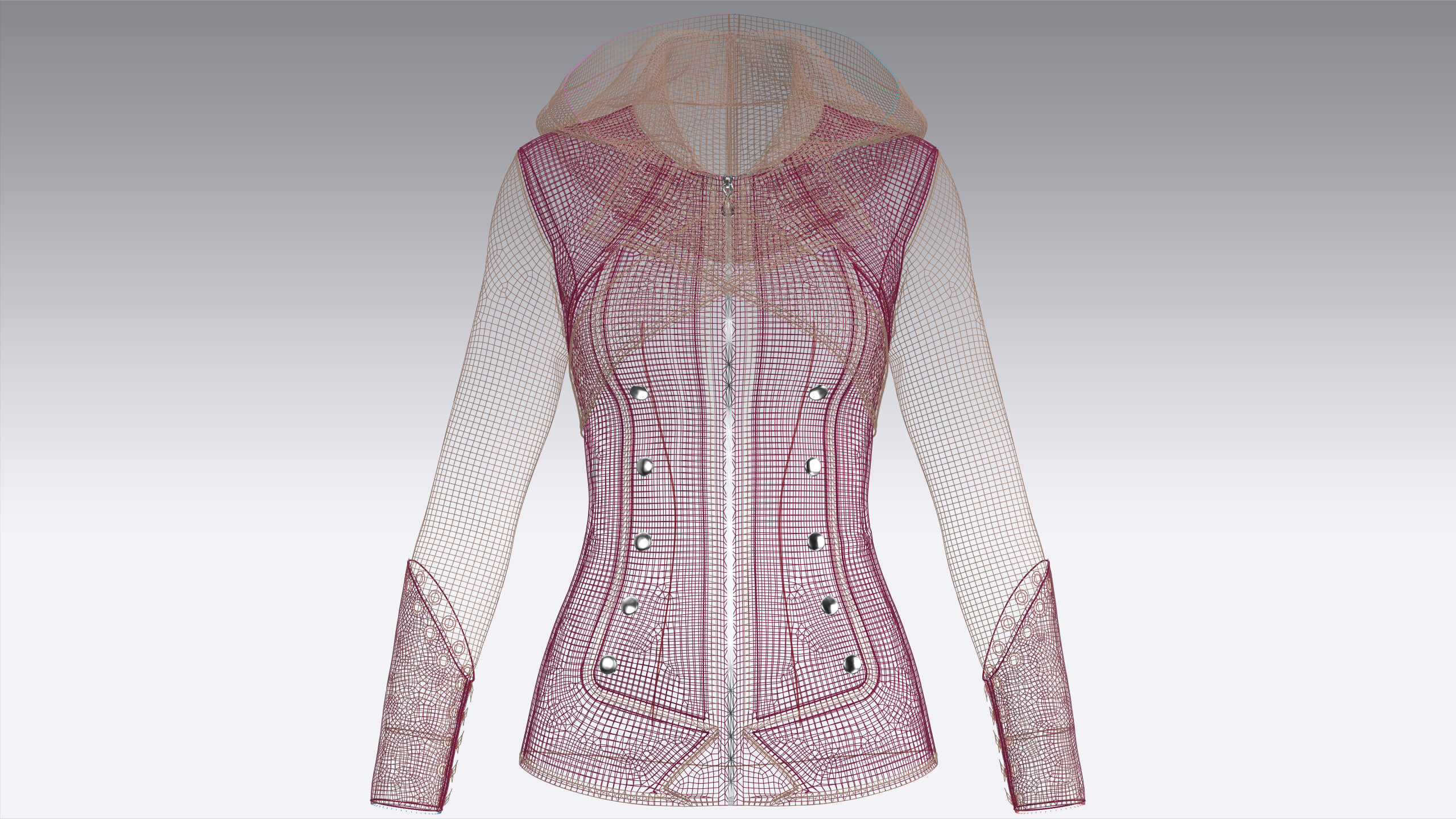 Girls Full-Zip Jacket with Cross Body Straps 3D Model