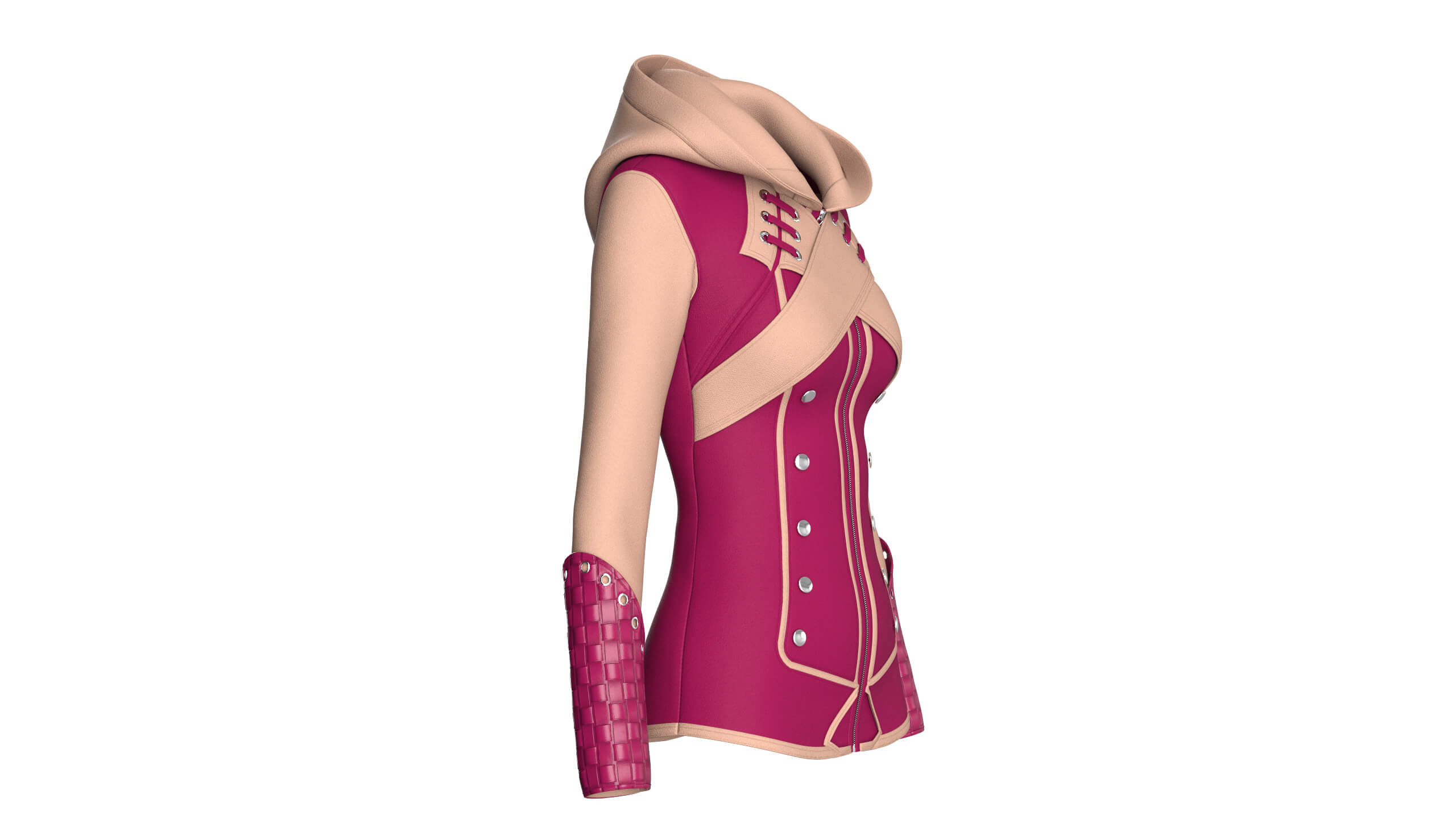 Girls Full-Zip Jacket with Cross Body Straps 3D Model