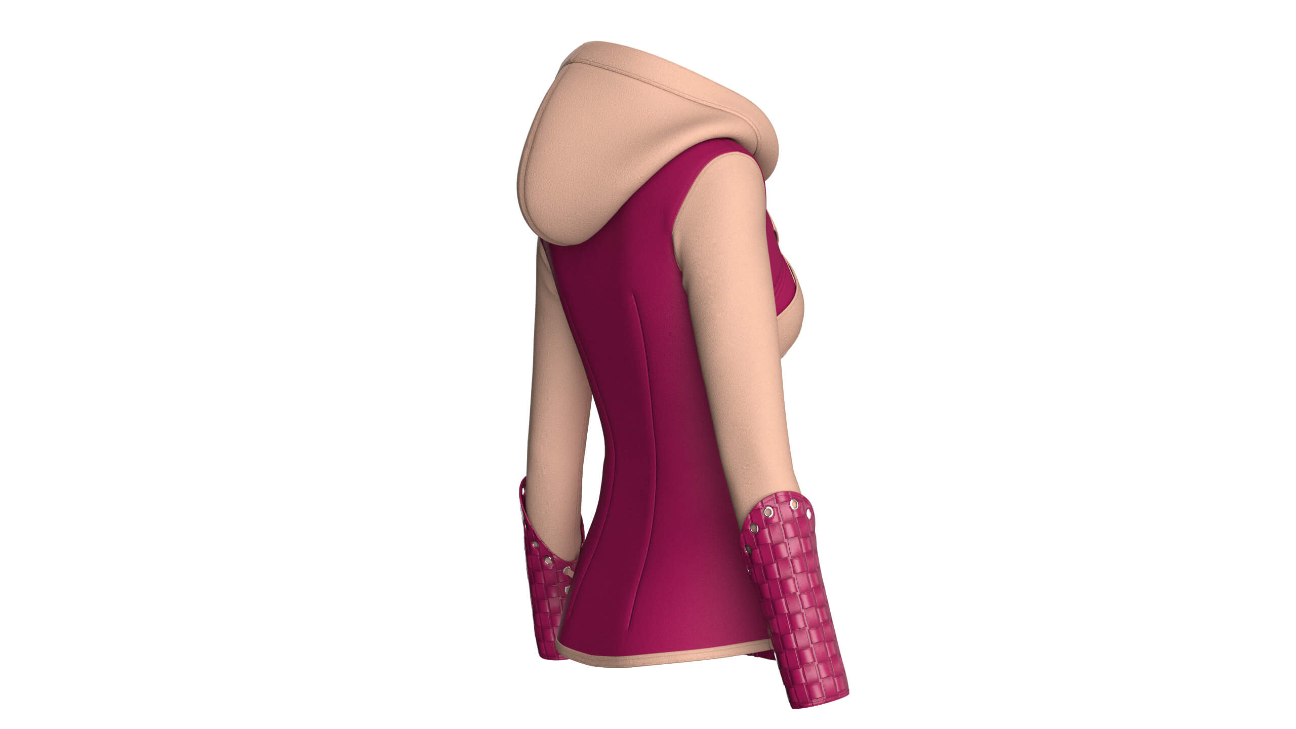 Girls Full-Zip Jacket with Cross Body Straps 3D Model