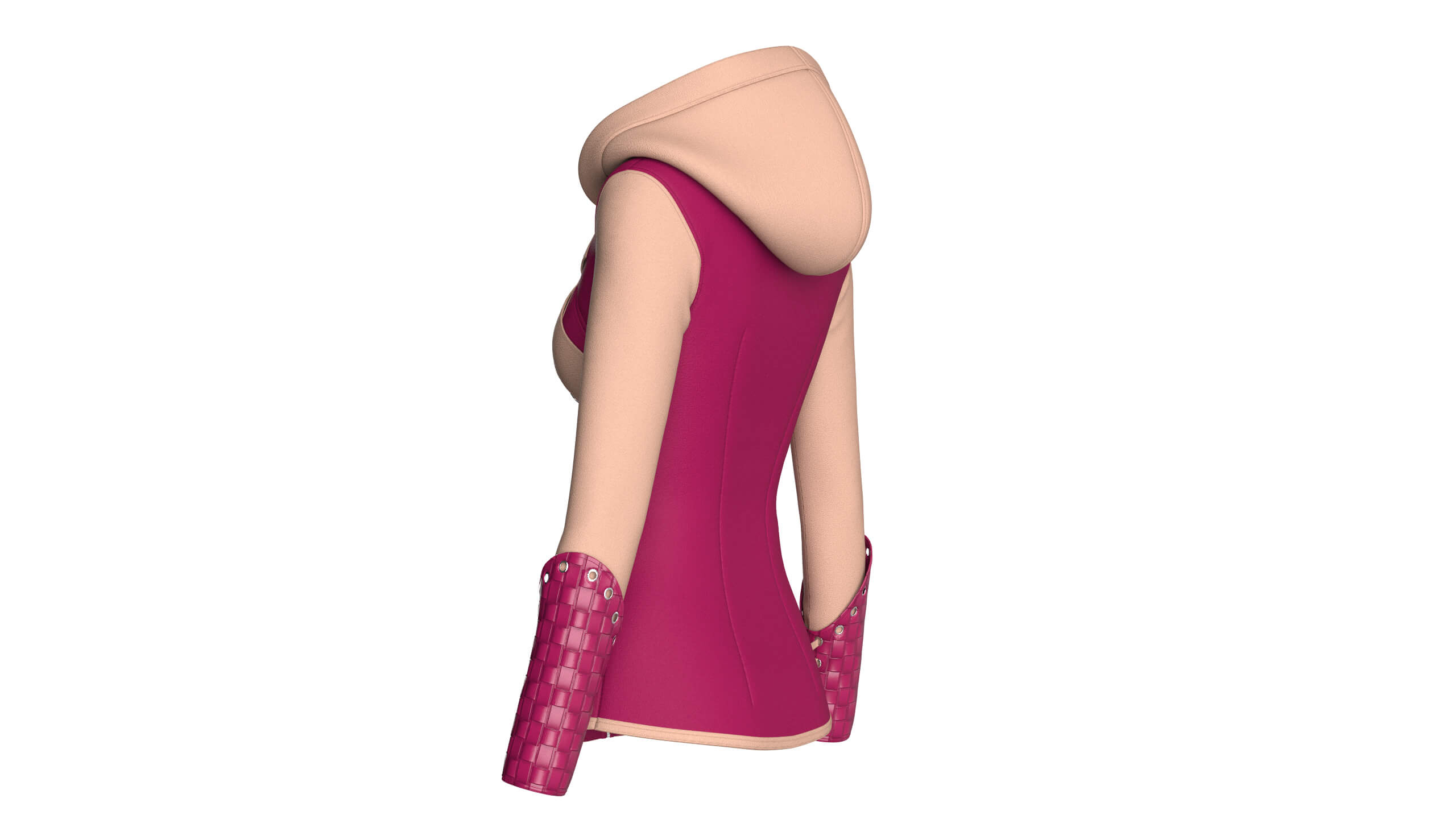Girls Full-Zip Jacket with Cross Body Straps 3D Model