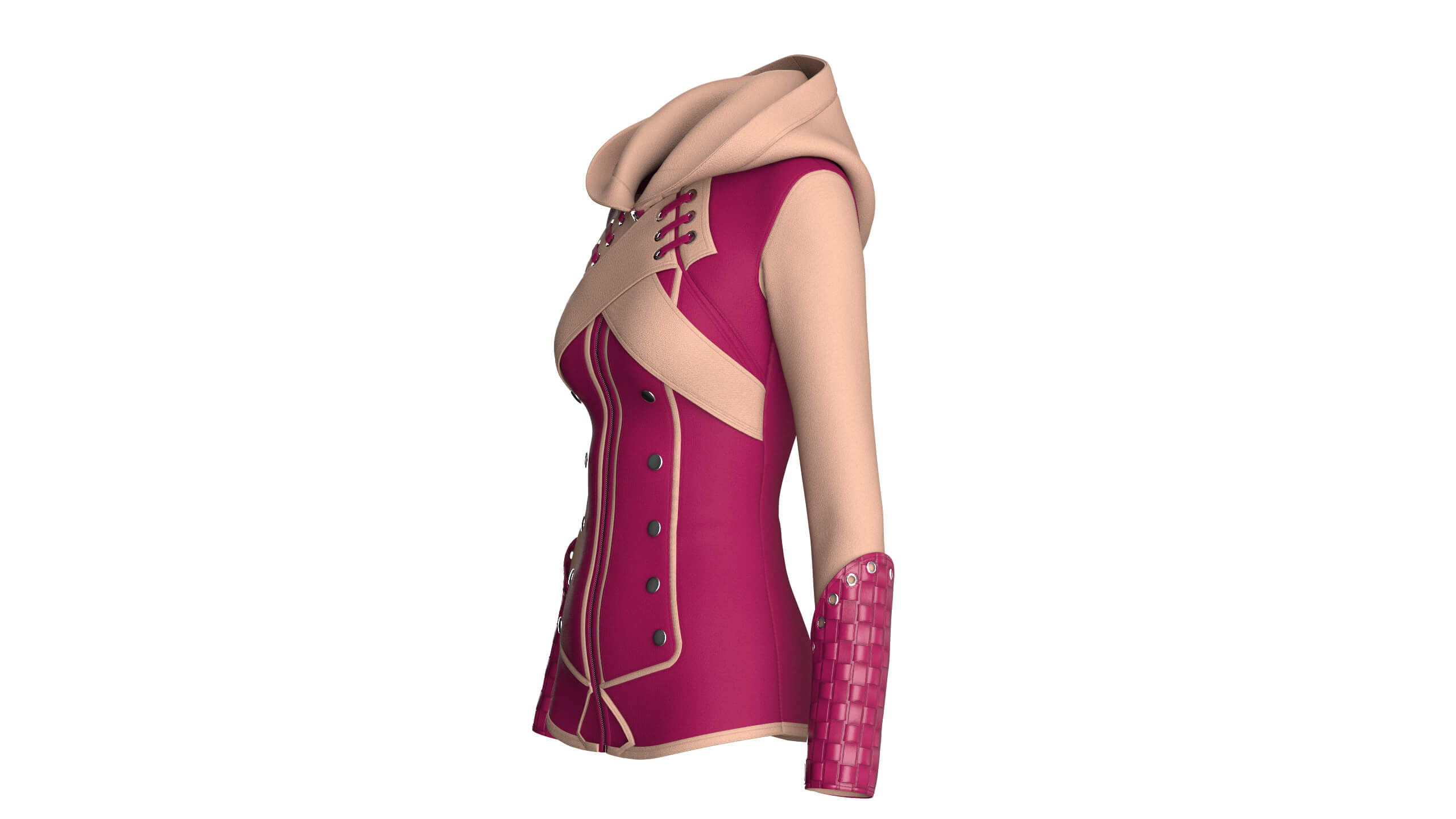 Girls Full-Zip Jacket with Cross Body Straps 3D Model