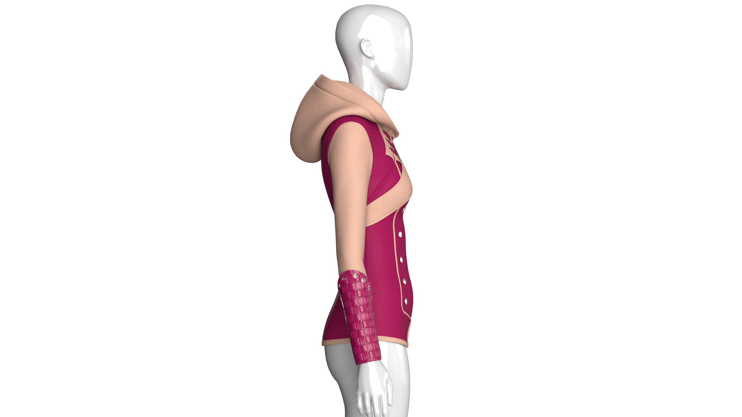 Girls Full-Zip Jacket with Cross Body Straps 3D Model