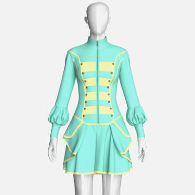 Girls Full-Zip Ruffled Mini Dress with Piping
