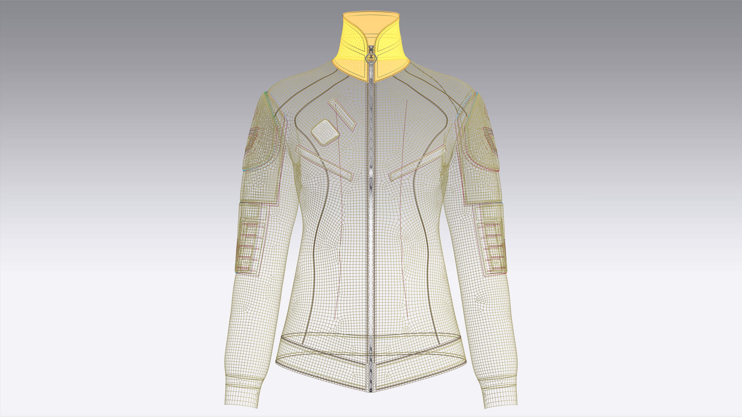 Girls Full Zip Tactical Jacket with Brown Piping 3D Model