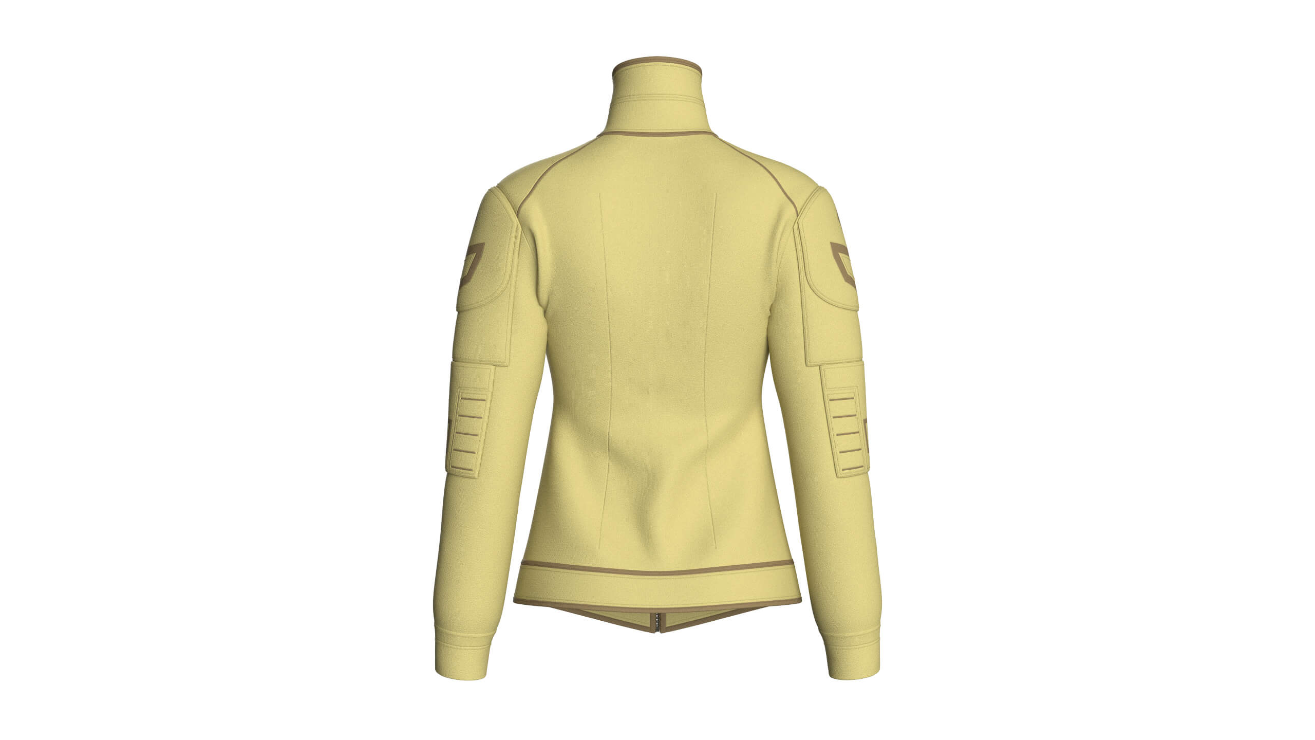 Girls Full Zip Tactical Jacket with Brown Piping 3D Model