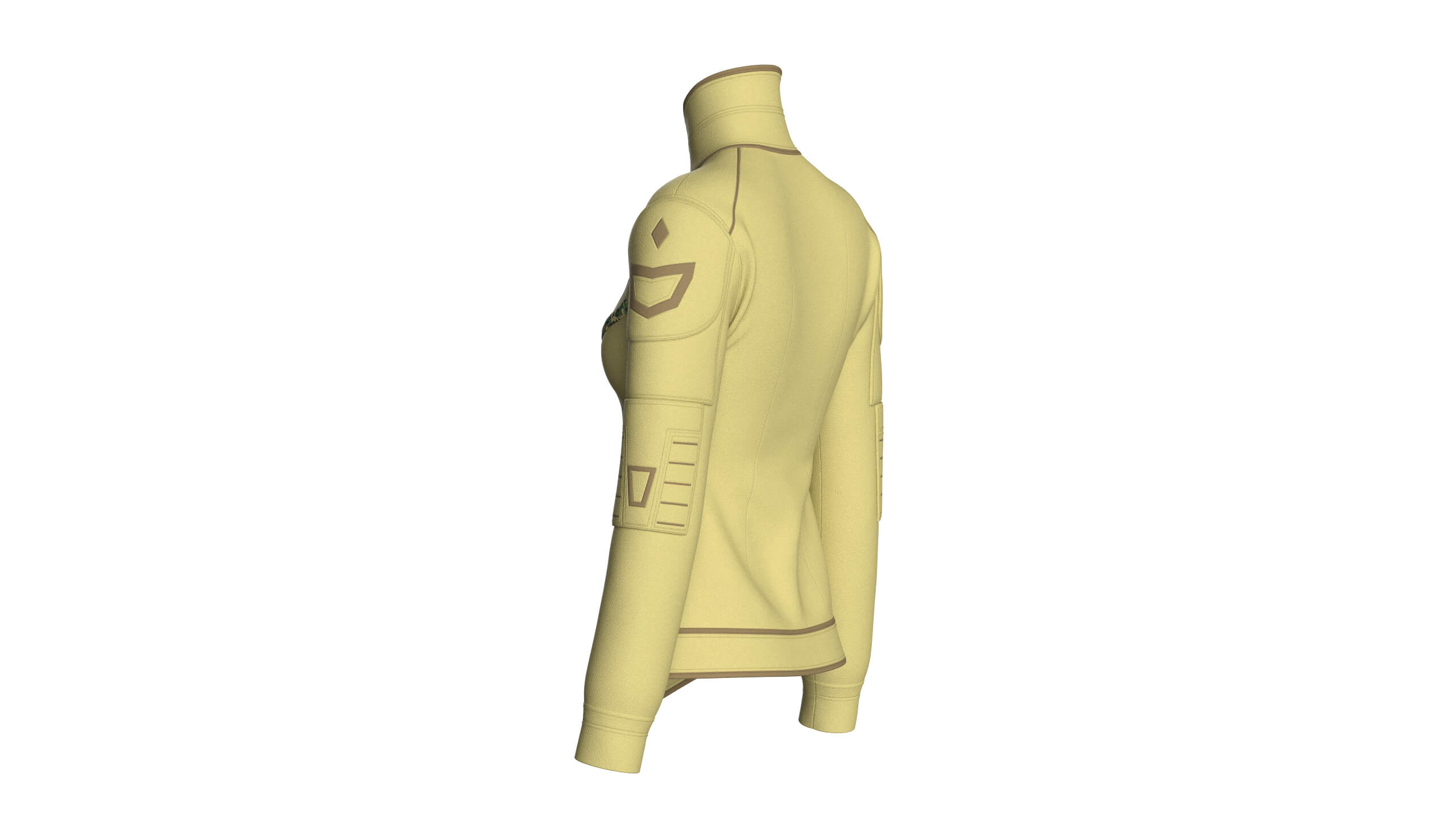 Girls Full Zip Tactical Jacket with Brown Piping 3D Model