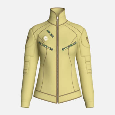 Girls Full Zip Tactical Jacket with Brown Piping