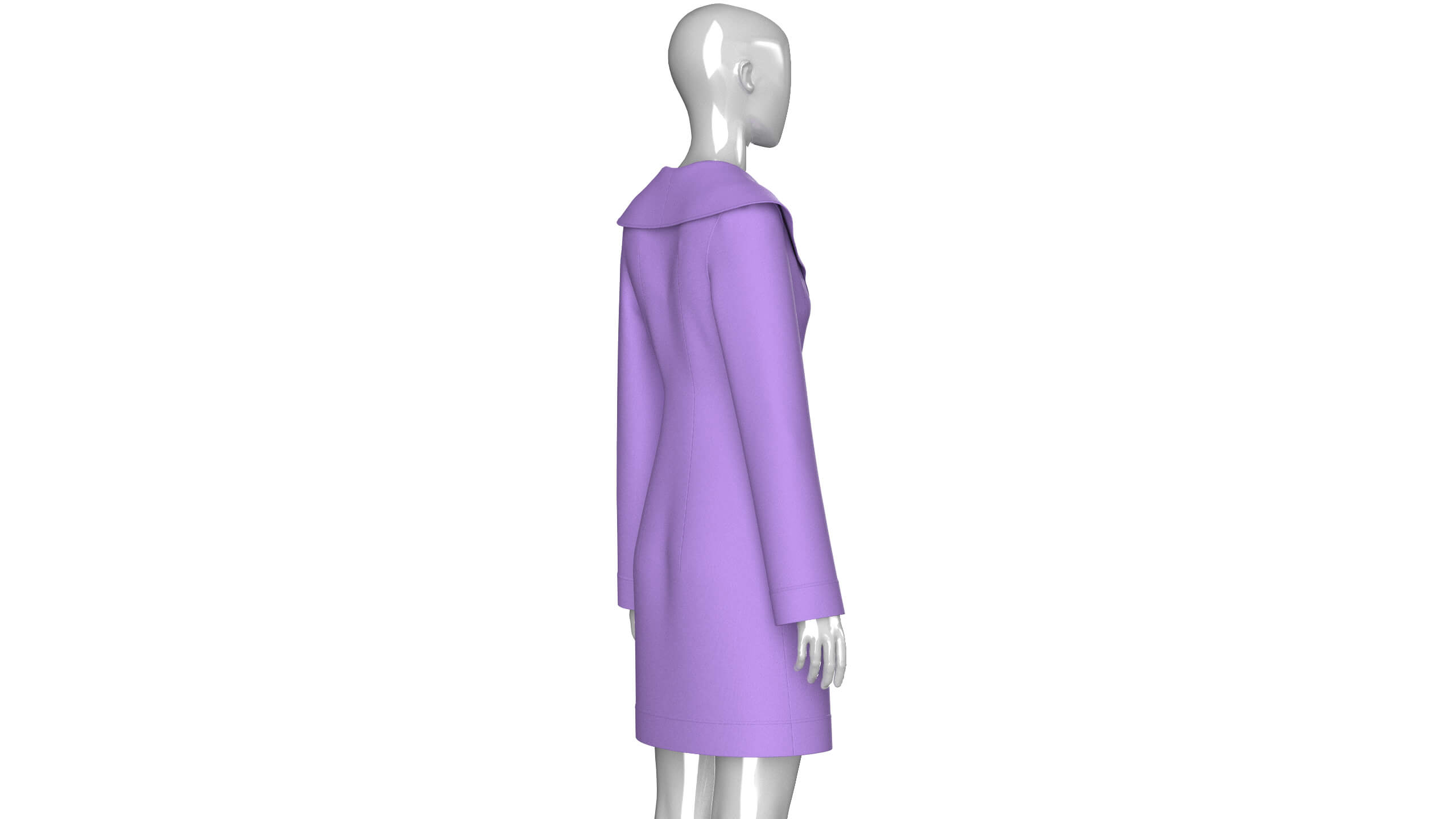 Girls Full Zip Wide Collar Coat 3D Model