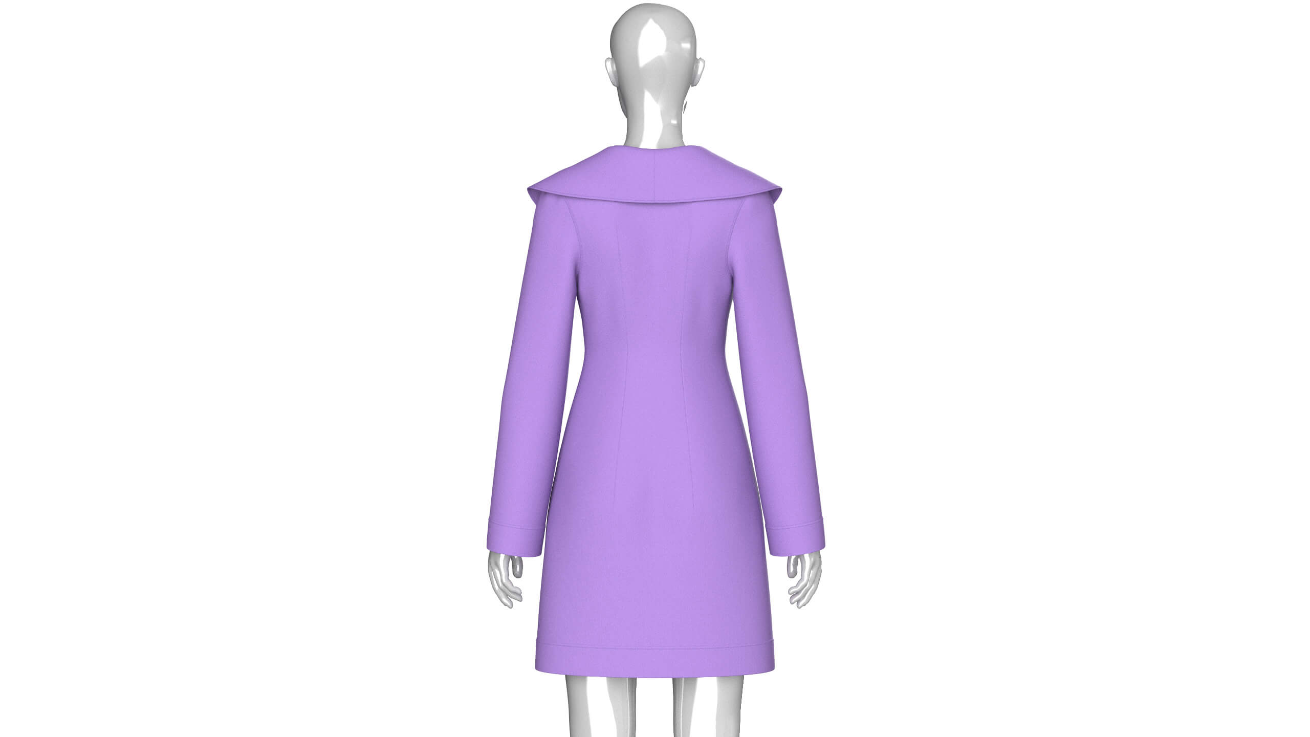 Girls Full Zip Wide Collar Coat 3D Model