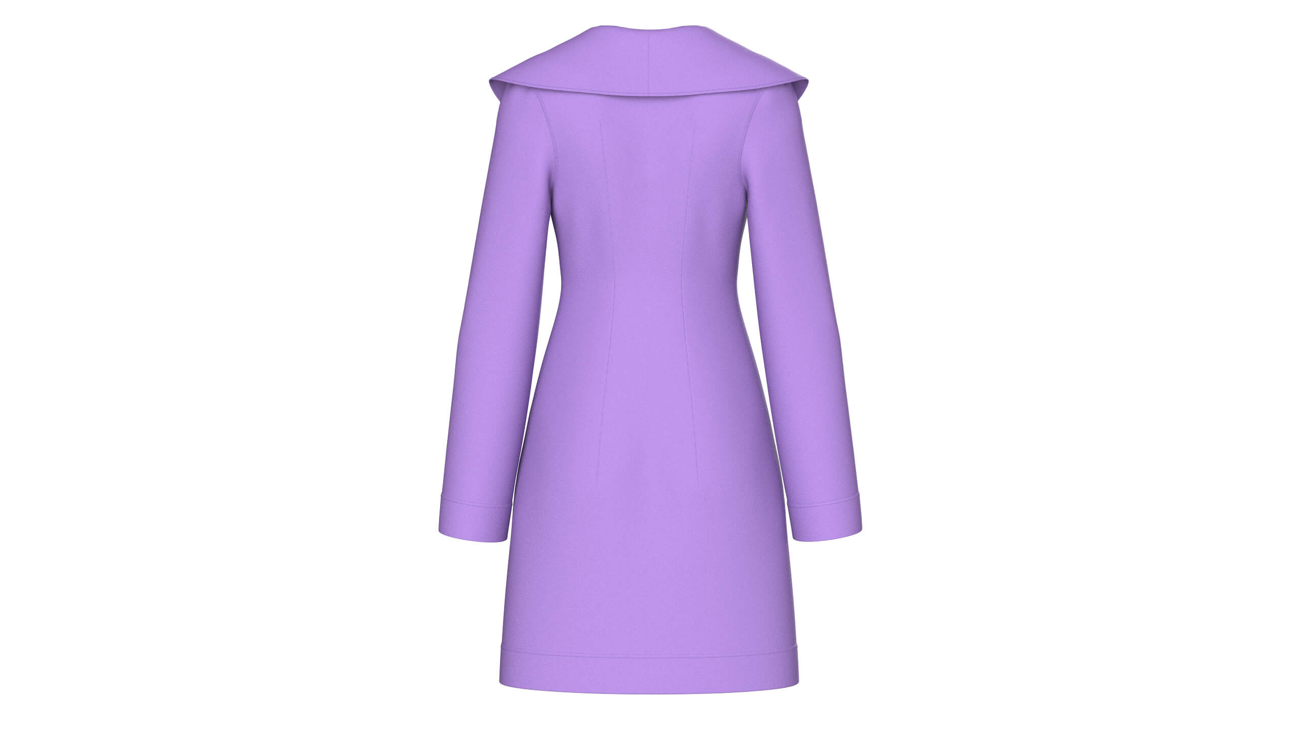 Girls Full Zip Wide Collar Coat 3D Model