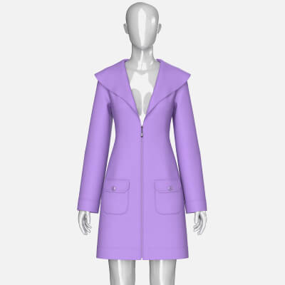 Girls Full Zip Wide Collar Coat