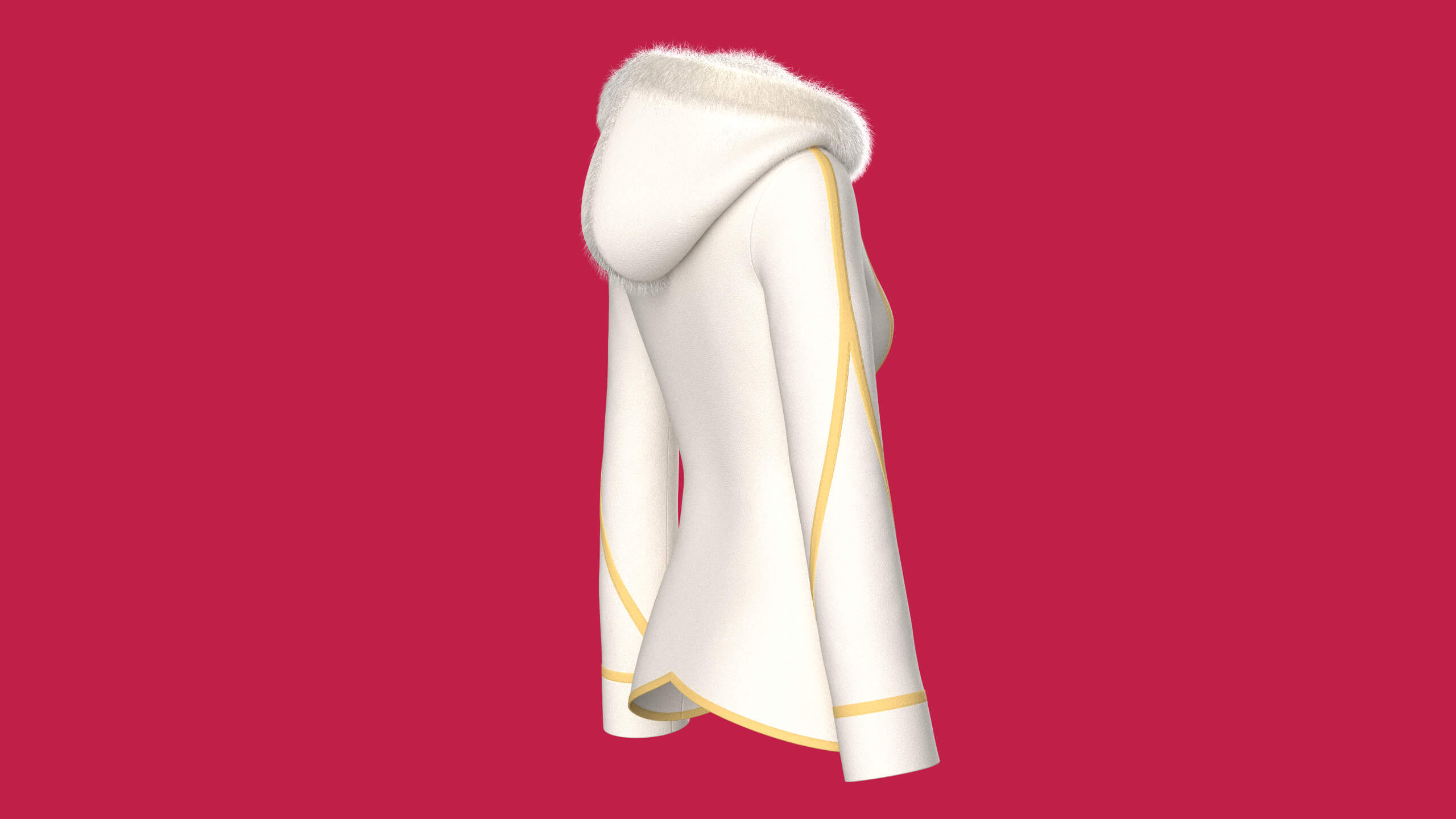 Girls Fur Hooded Jacket 3D Model