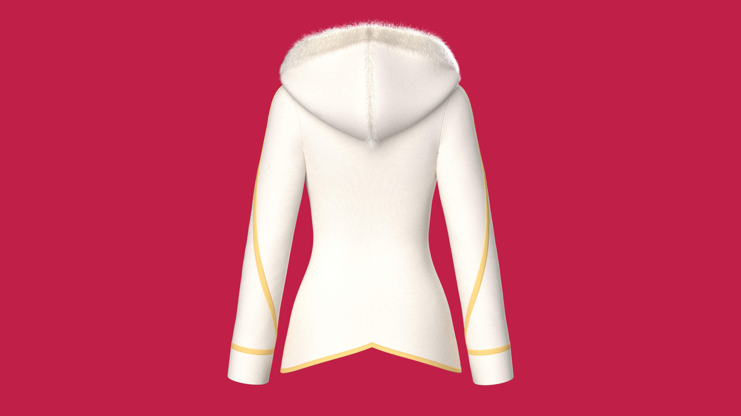 Girls Fur Hooded Jacket 3D Model