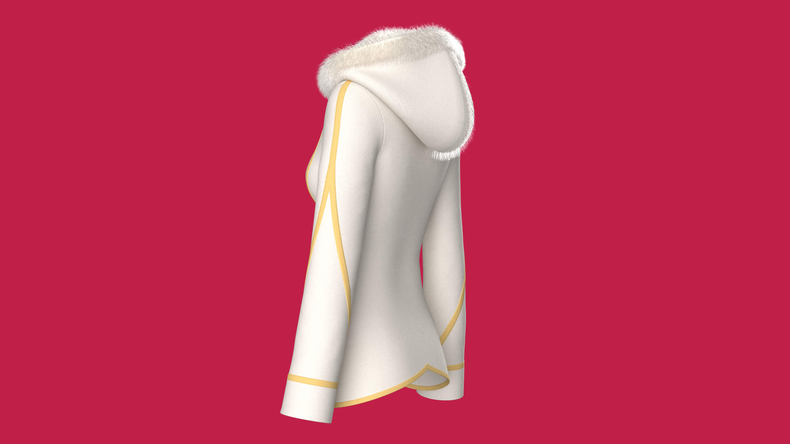 Girls Fur Hooded Jacket 3D Model