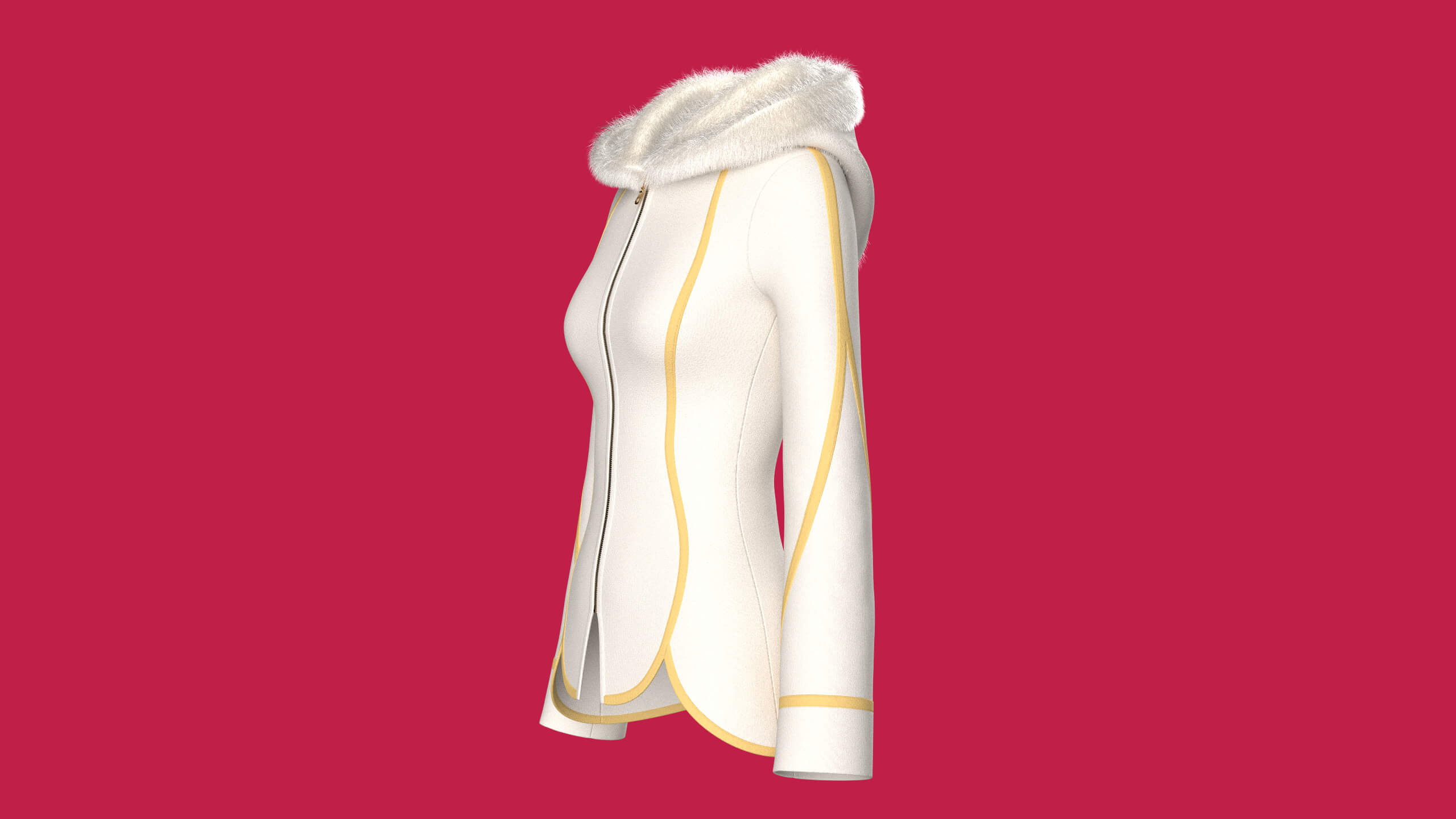 Girls Fur Hooded Jacket 3D Model