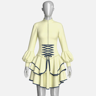 Girls Half-Zip Corset-Waist Ruffled Dress