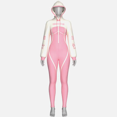 Girls Half-Zip Jumpsuit with Layered Crop Hoodie
