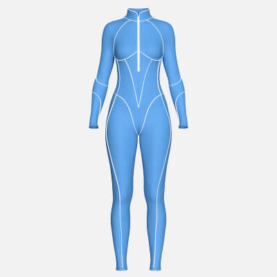 Girls Half-Zip Jumpsuit with White Piping
