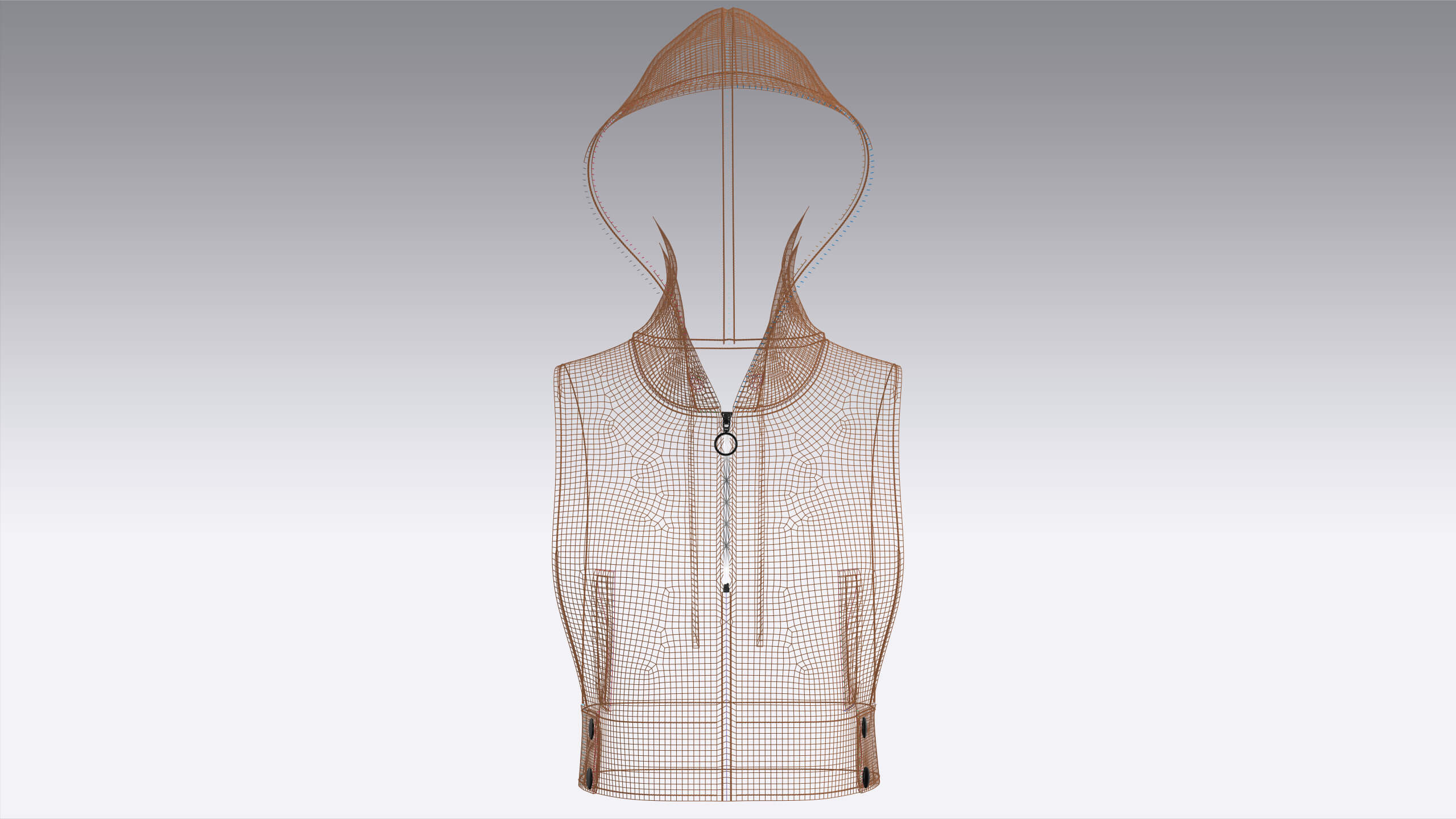 Girls Half-Zip Sleeveless Quilted Crop Hoodie 3D Model