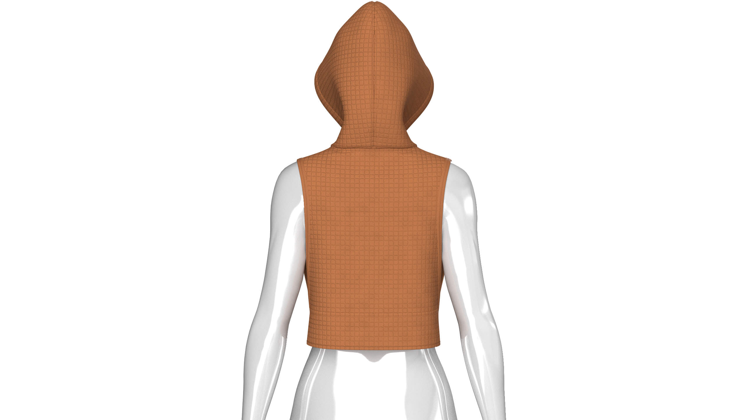 Girls Half-Zip Sleeveless Quilted Crop Hoodie 3D Model
