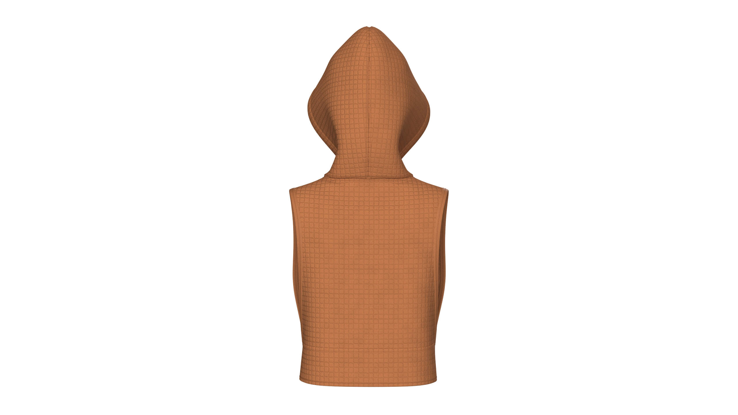 Girls Half-Zip Sleeveless Quilted Crop Hoodie 3D Model