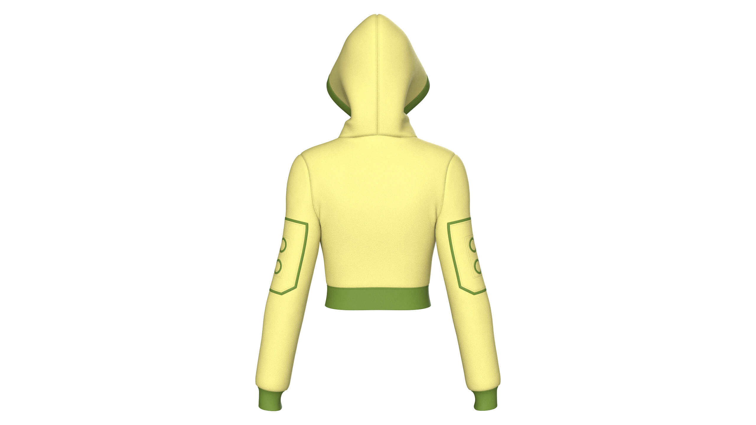Girls Half-Zip Tactical Crop Hoodie with Pocket 3D Model